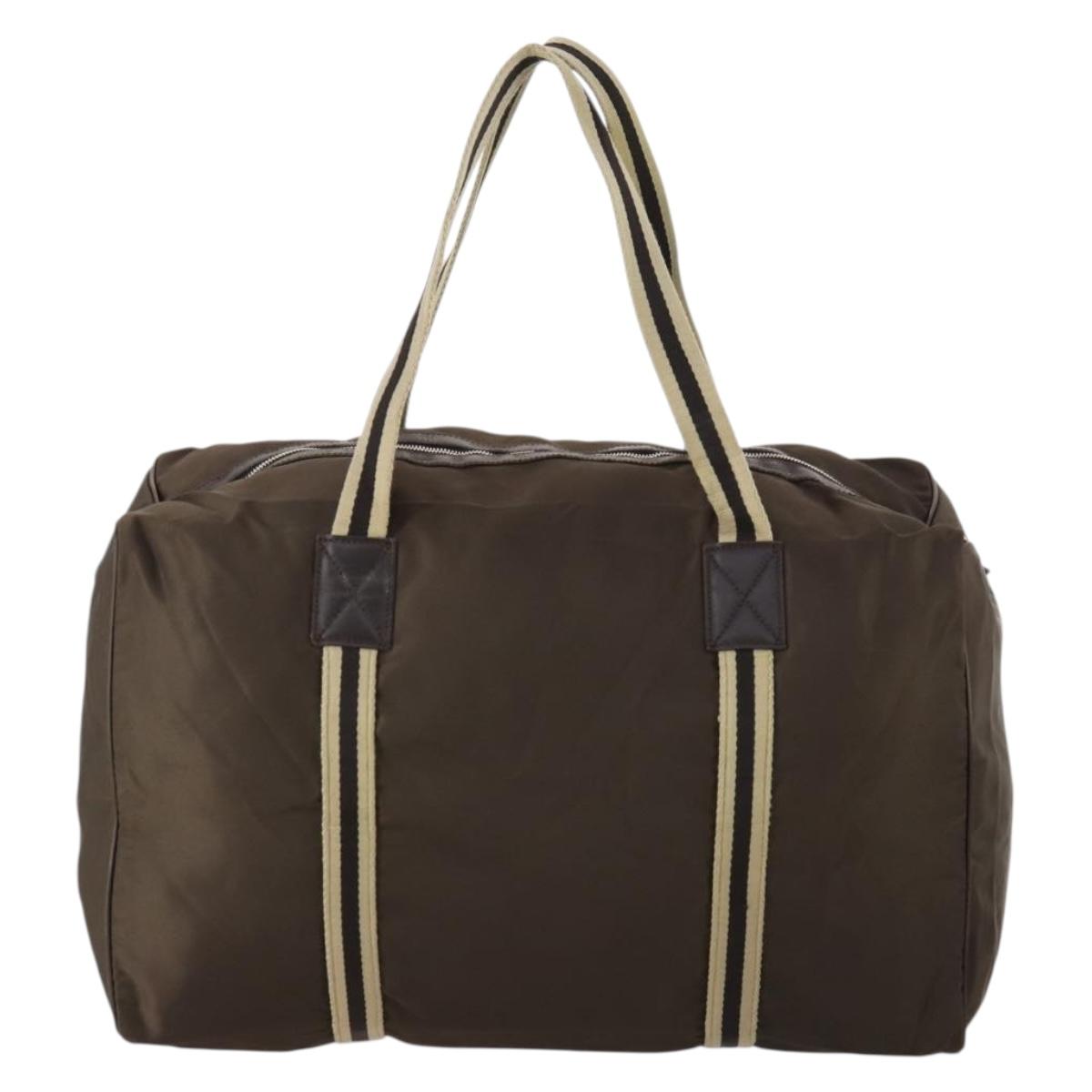 GUCCI Sherry Line Boston Bag Nylon Brown Silver 012 8657 Auth fm5186
