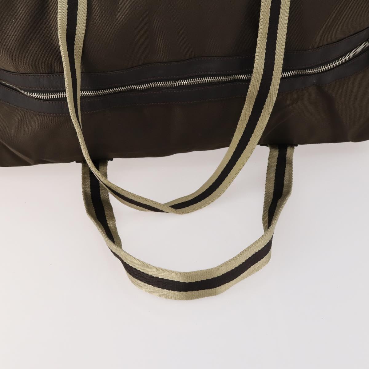 GUCCI Sherry Line Boston Bag Nylon Brown Silver 012 8657 Auth fm5186