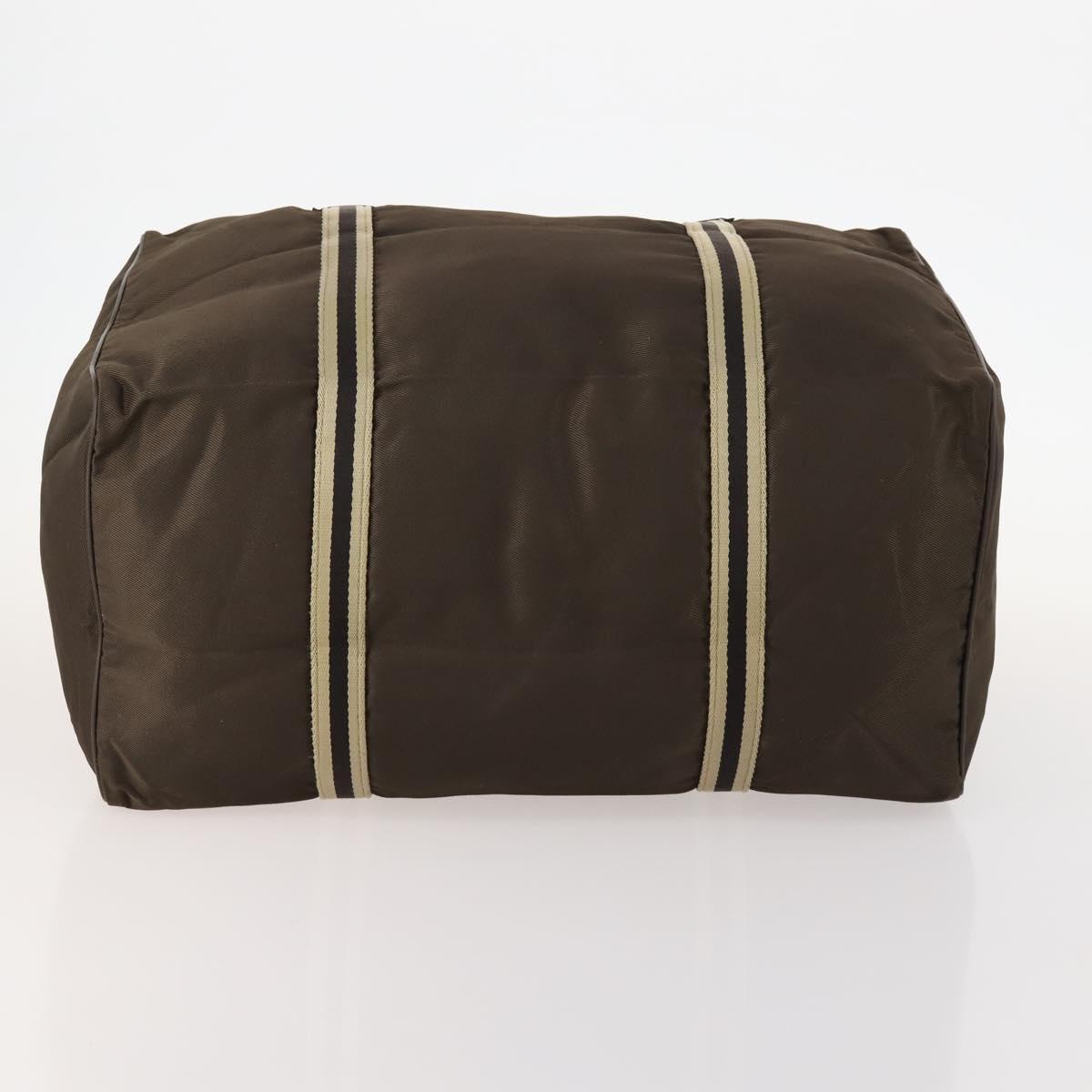 GUCCI Sherry Line Boston Bag Nylon Brown Silver 012 8657 Auth fm5186