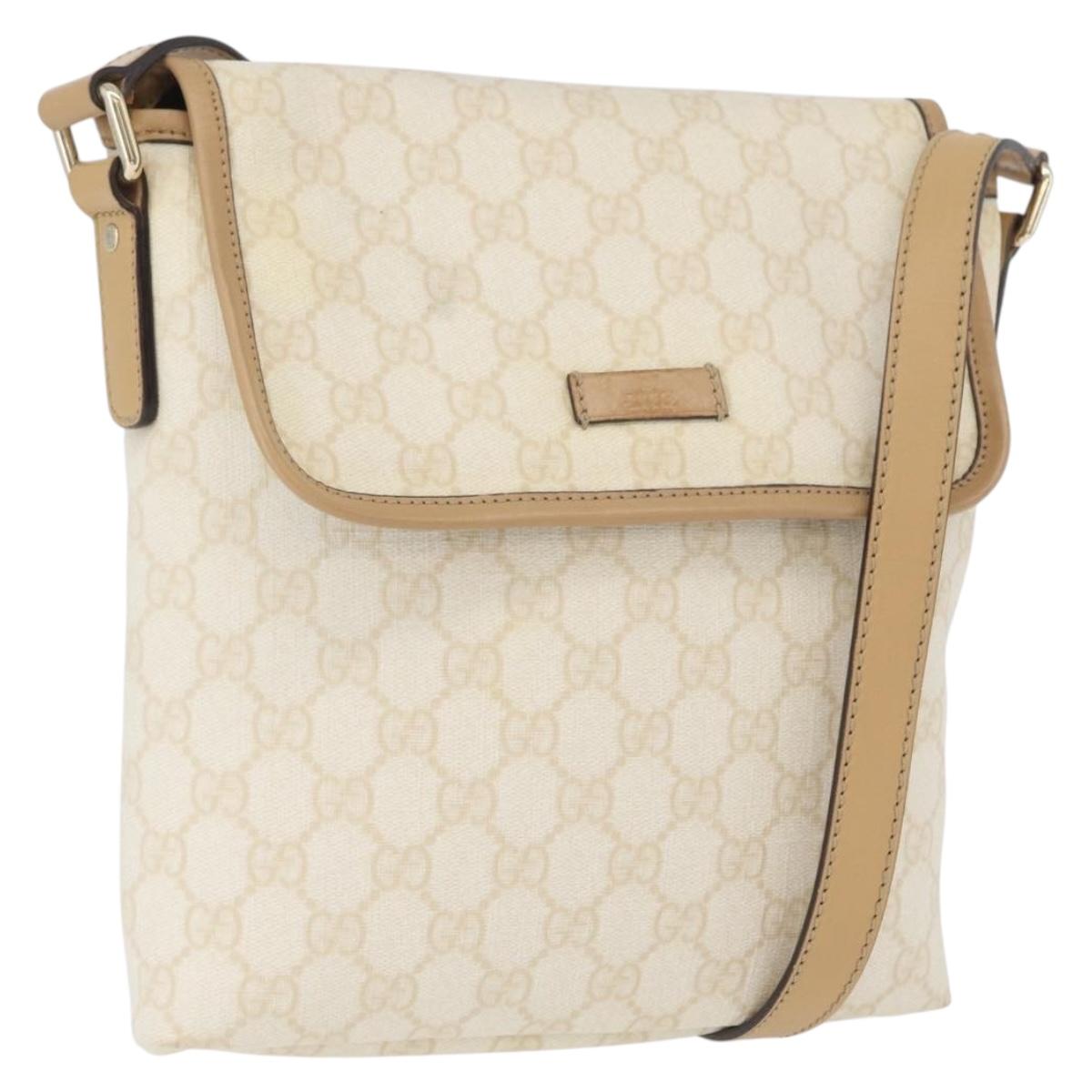 GUCCI GG Supreme Shoulder Bag PVC Ivory Gold 223666 Auth fm5187