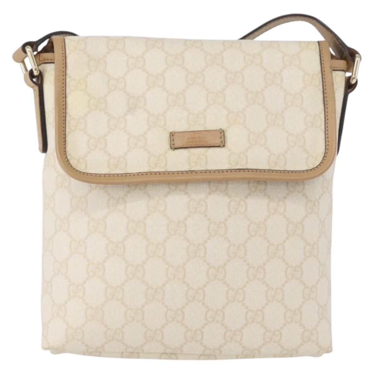 GUCCI GG Supreme Shoulder Bag PVC Ivory Gold 223666 Auth fm5187