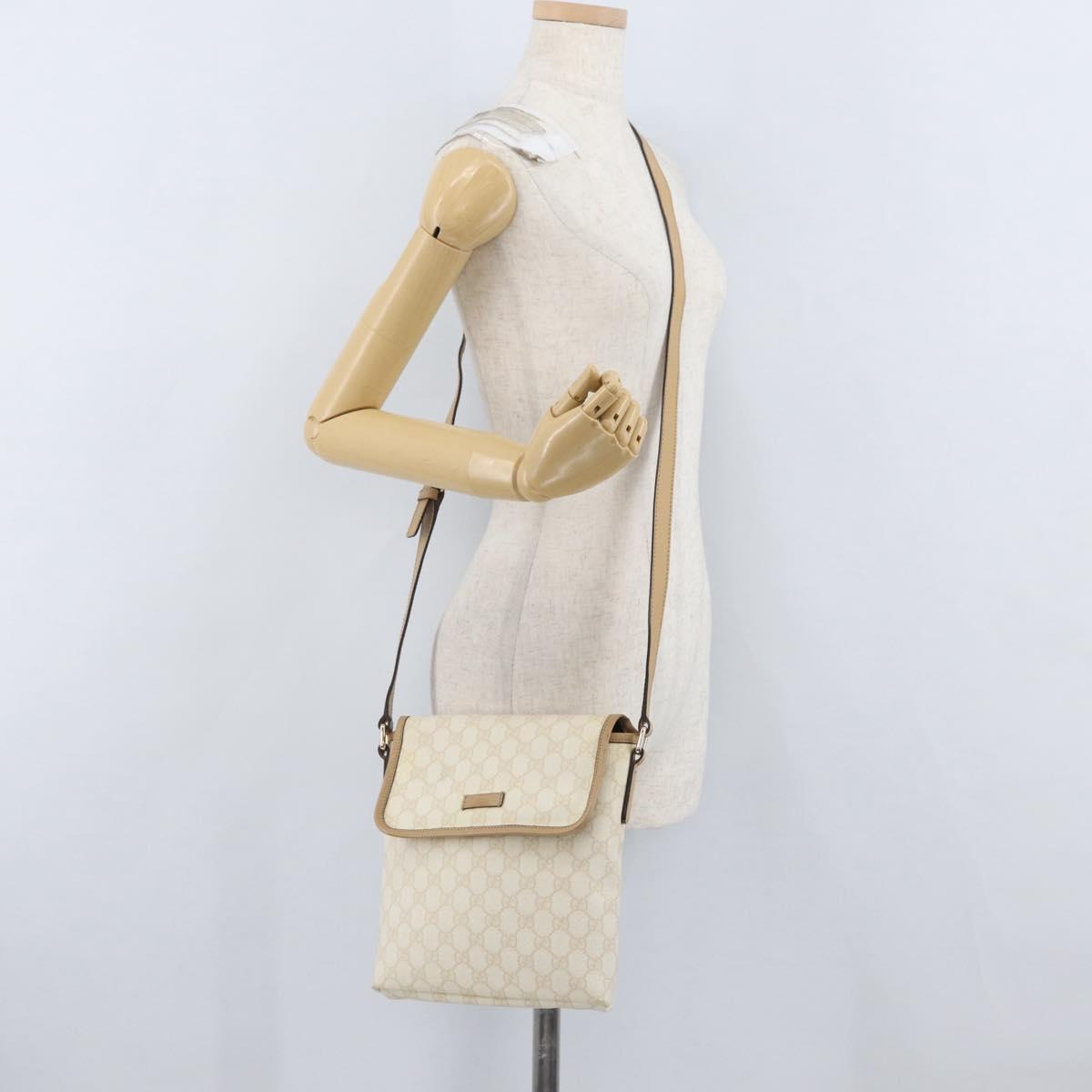 GUCCI GG Supreme Shoulder Bag PVC Ivory Gold 223666 Auth fm5187