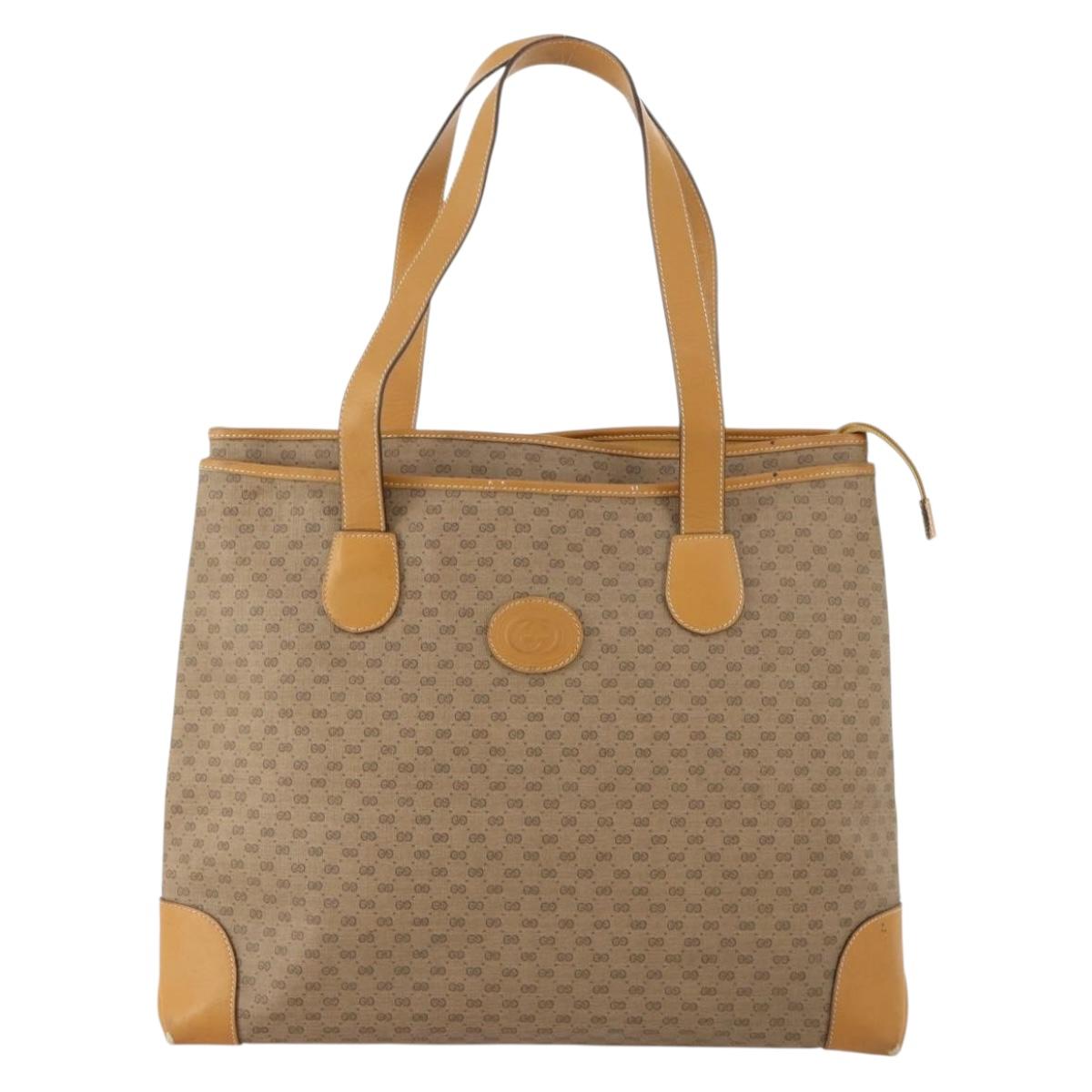 GUCCI GG Supreme Tote Bag PVC Beige Gold 002 123 0172 Auth fm5188