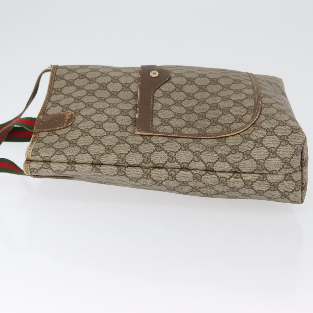 GUCCI GG Supreme Web Sherry Line Tote Bag PVC Beige Gold 39 02 003 Auth fm5189