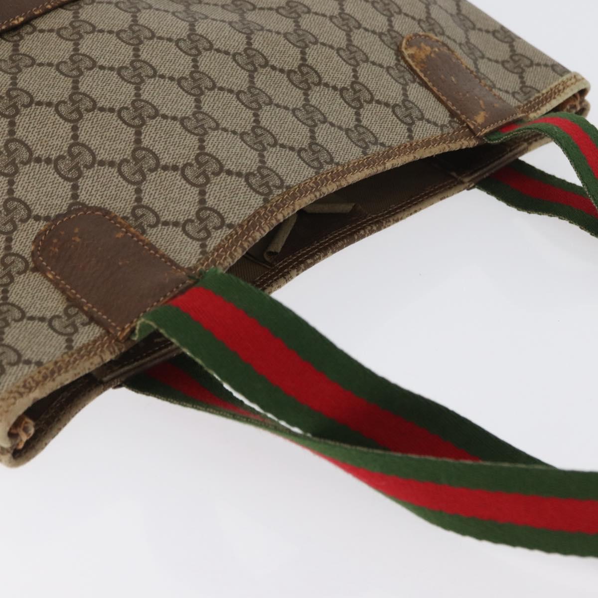 GUCCI GG Supreme Web Sherry Line Tote Bag PVC Beige Gold 39 02 003 Auth fm5189