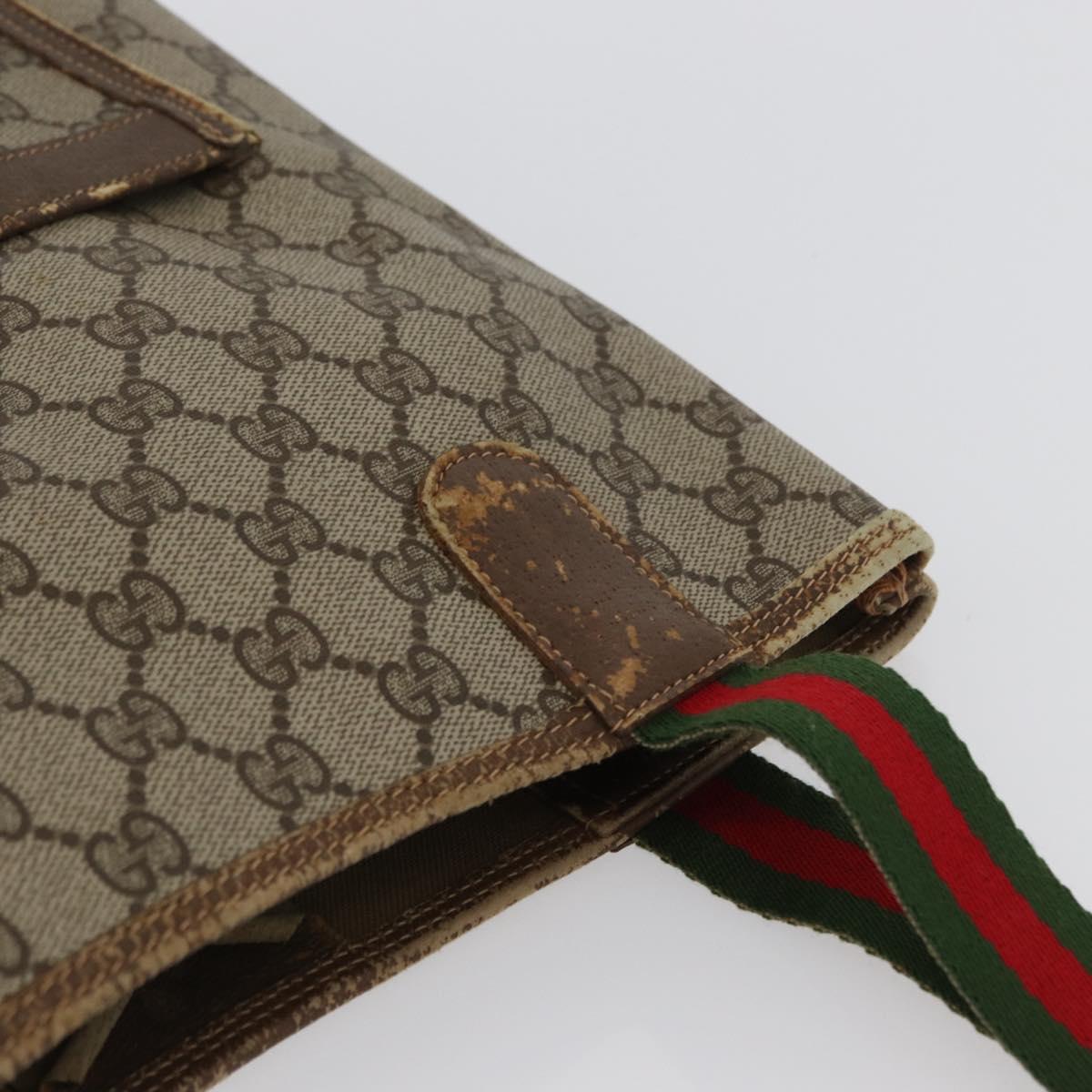 GUCCI GG Supreme Web Sherry Line Tote Bag PVC Beige Gold 39 02 003 Auth fm5189