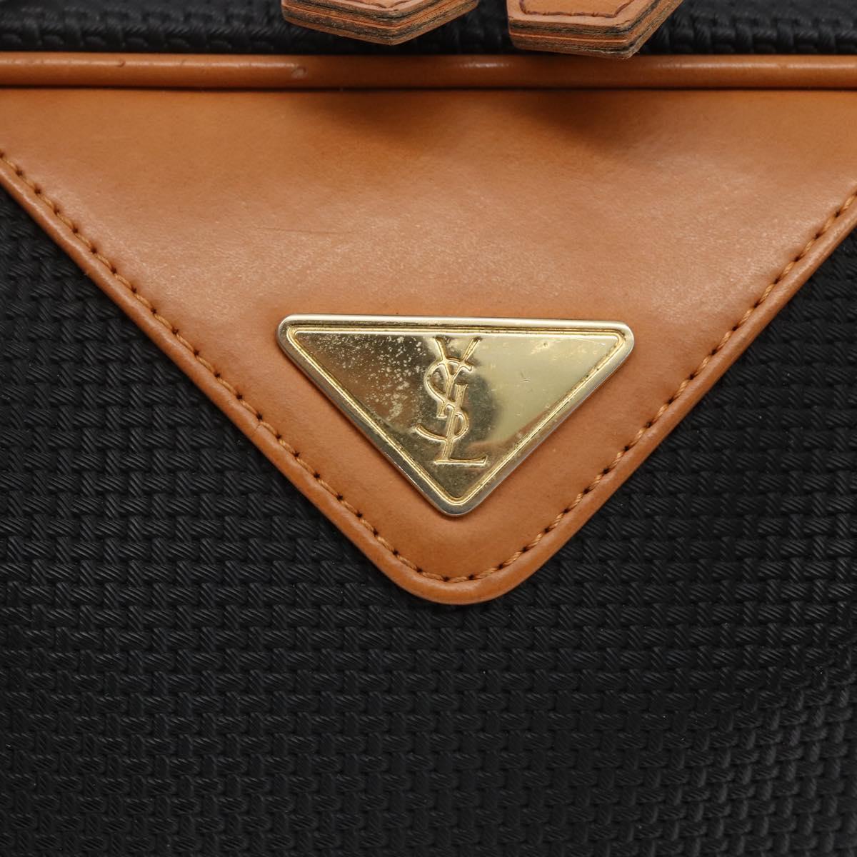 SAINT LAURENT Hand Bag PVC Black Gold Auth fm5207