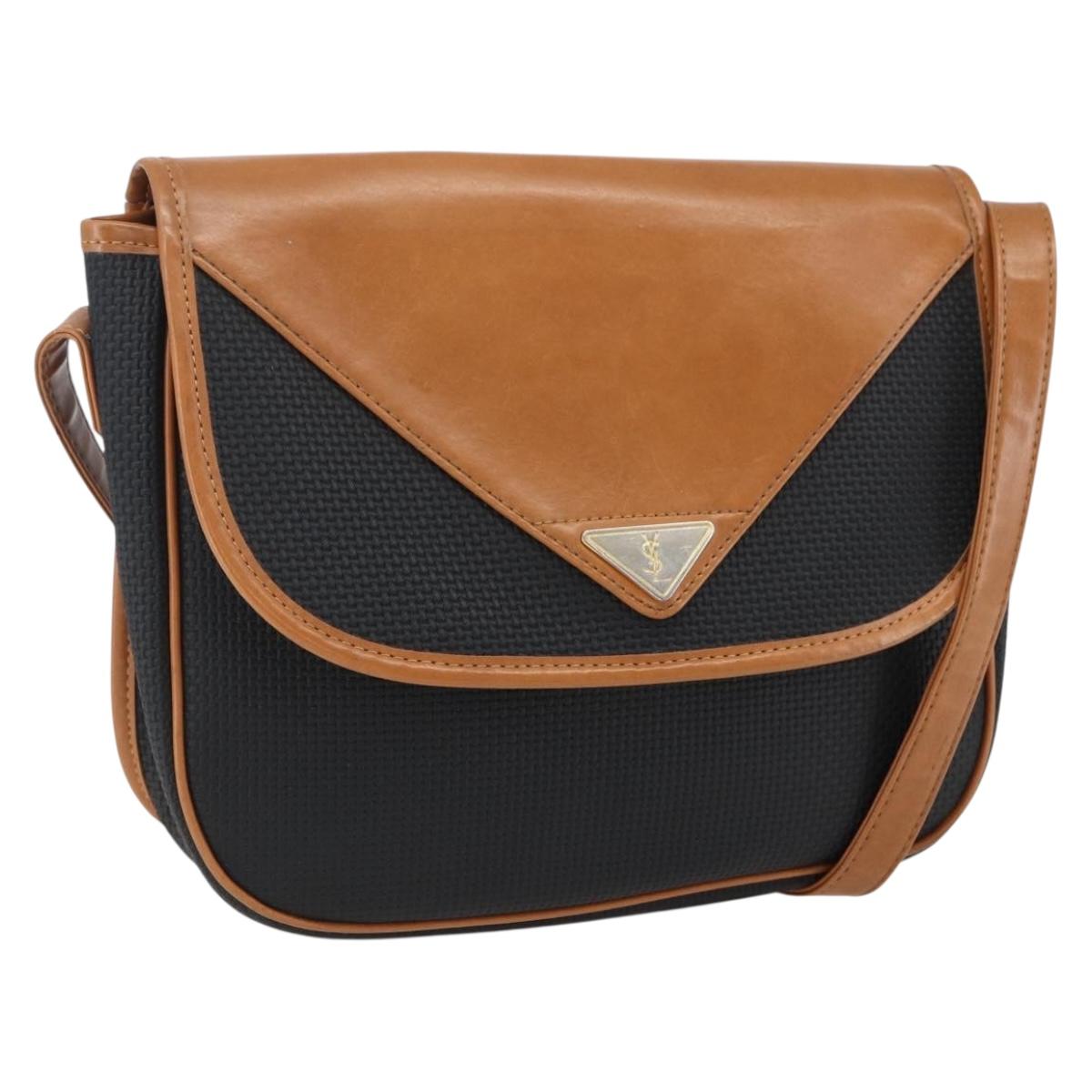 SAINT LAURENT Shoulder Bag PVC Black Gold Auth fm5208