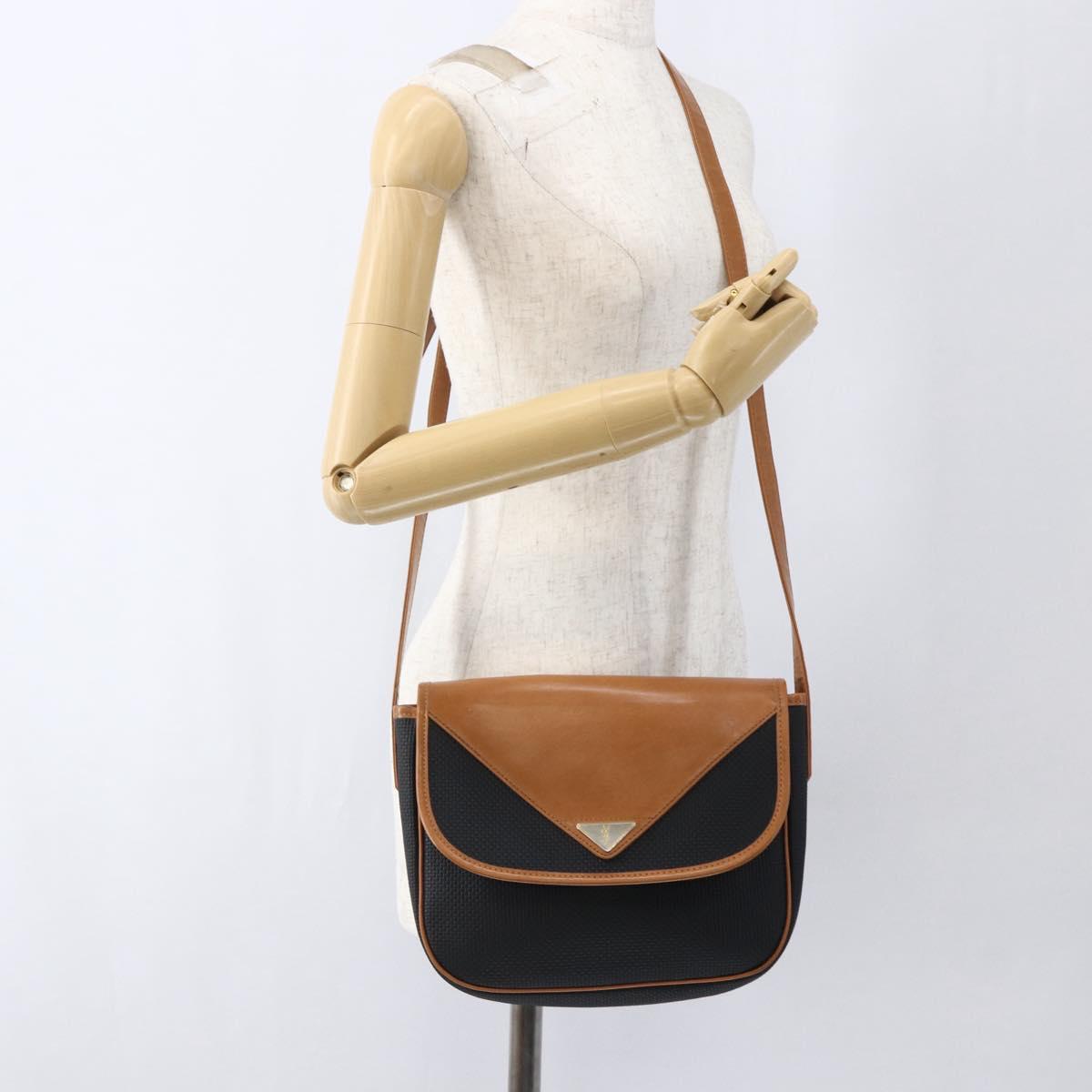 SAINT LAURENT Shoulder Bag PVC Black Gold Auth fm5208