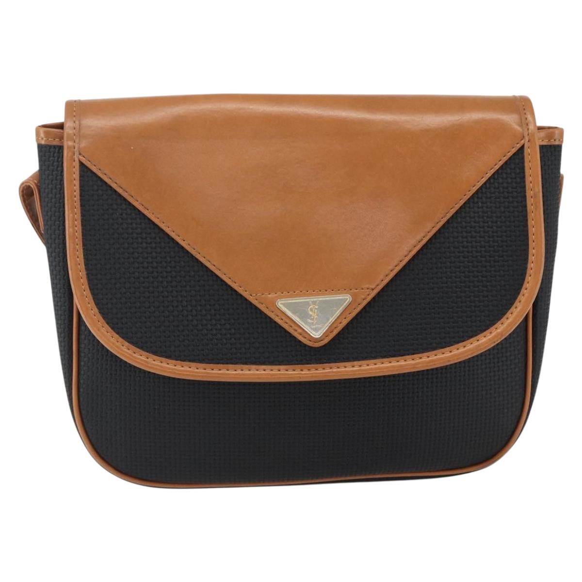 SAINT LAURENT Shoulder Bag PVC Black Gold Auth fm5208