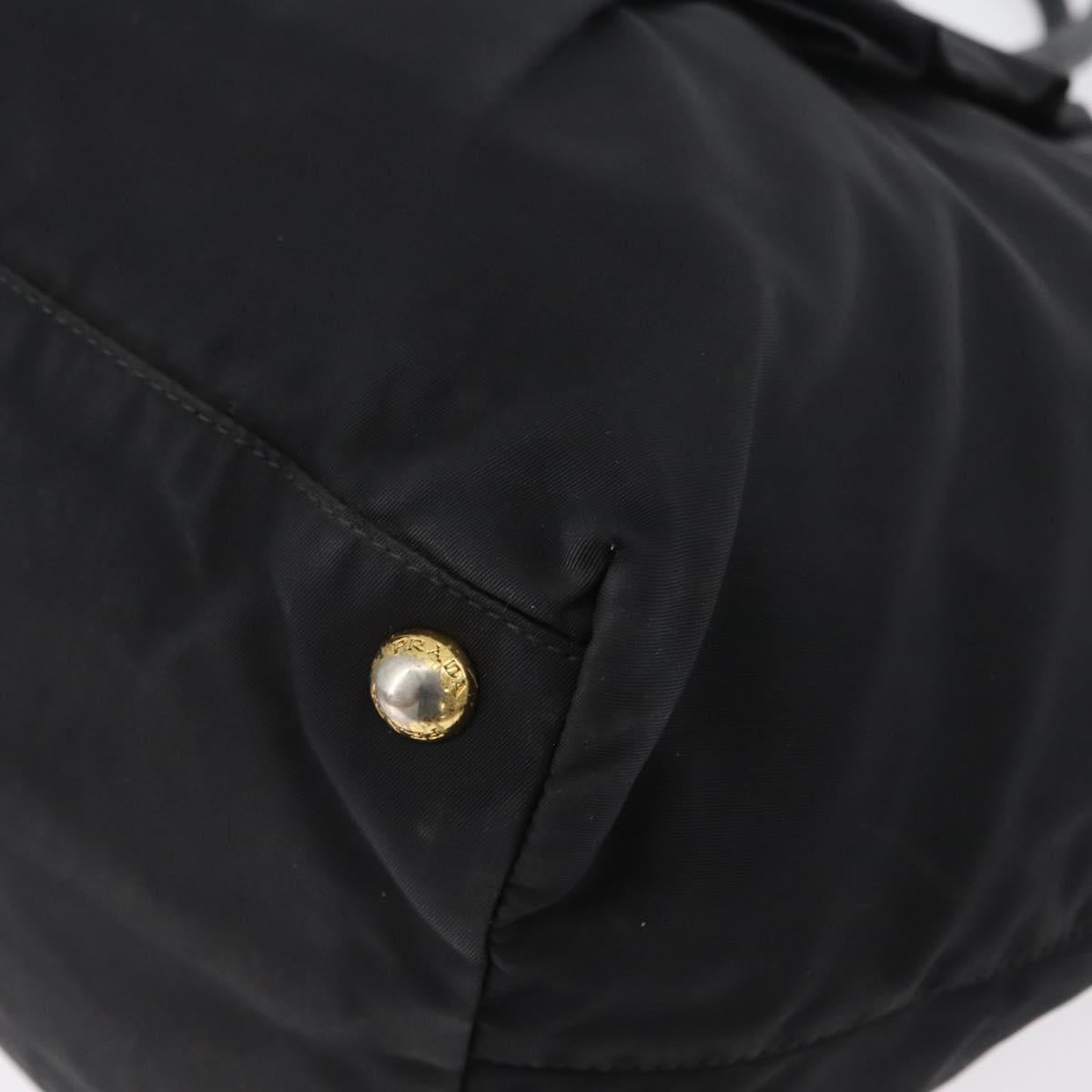 PRADA Hand Bag Nylon Black Gold Auth fm5210