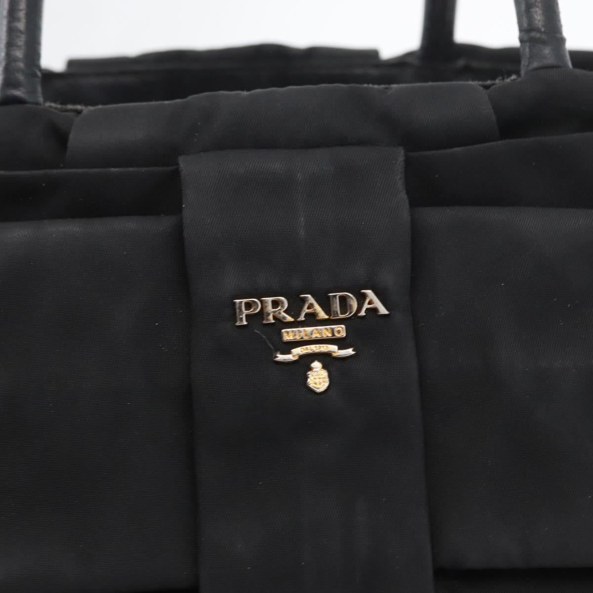 PRADA Hand Bag Nylon Black Gold Auth fm5210