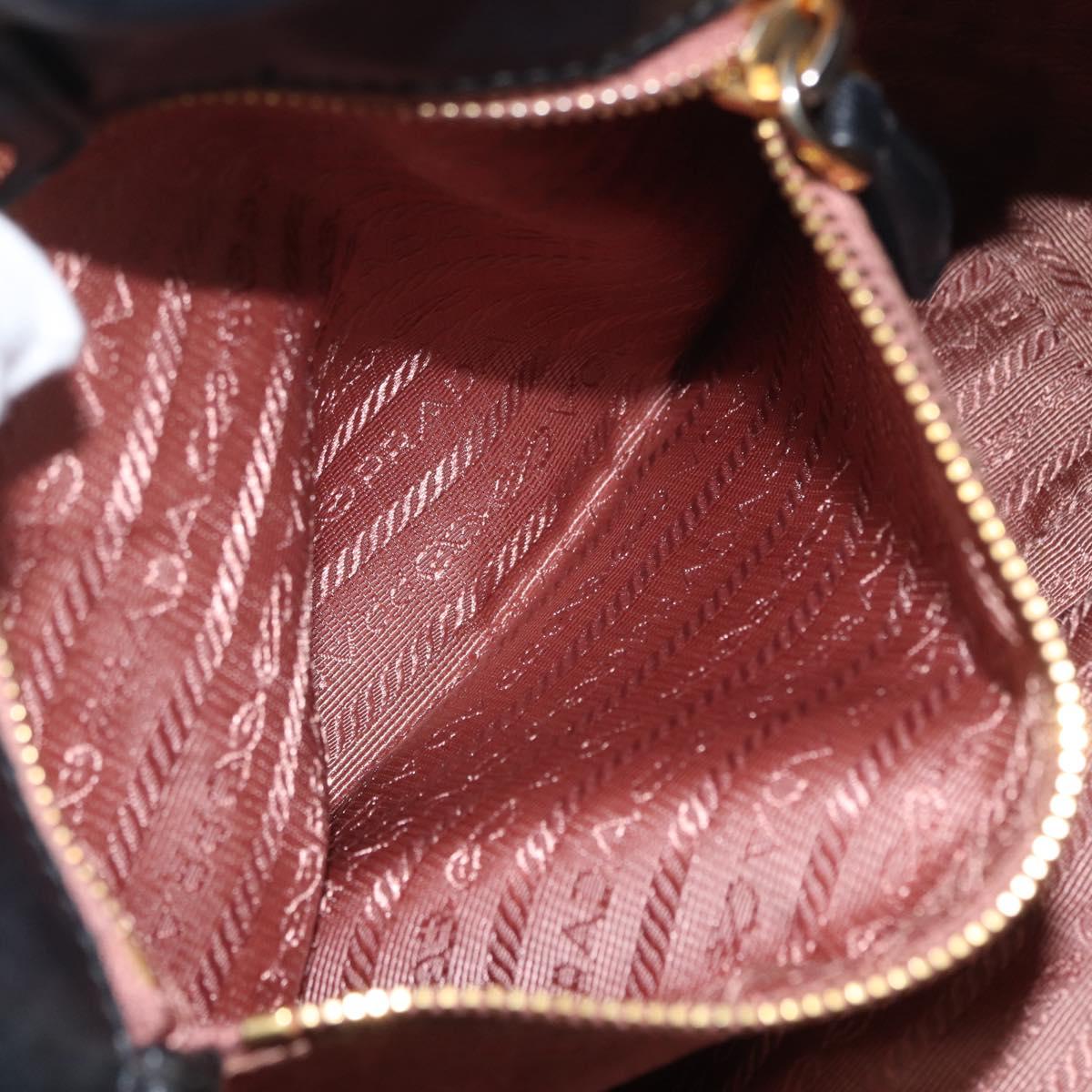 PRADA Hand Bag Nylon Black Gold Auth fm5210