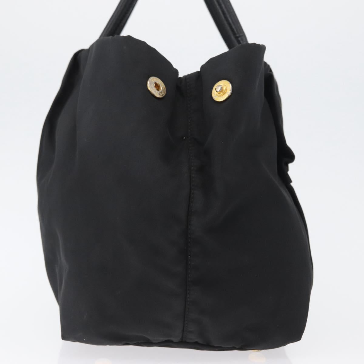 PRADA Hand Bag Nylon Black Gold Auth fm5210