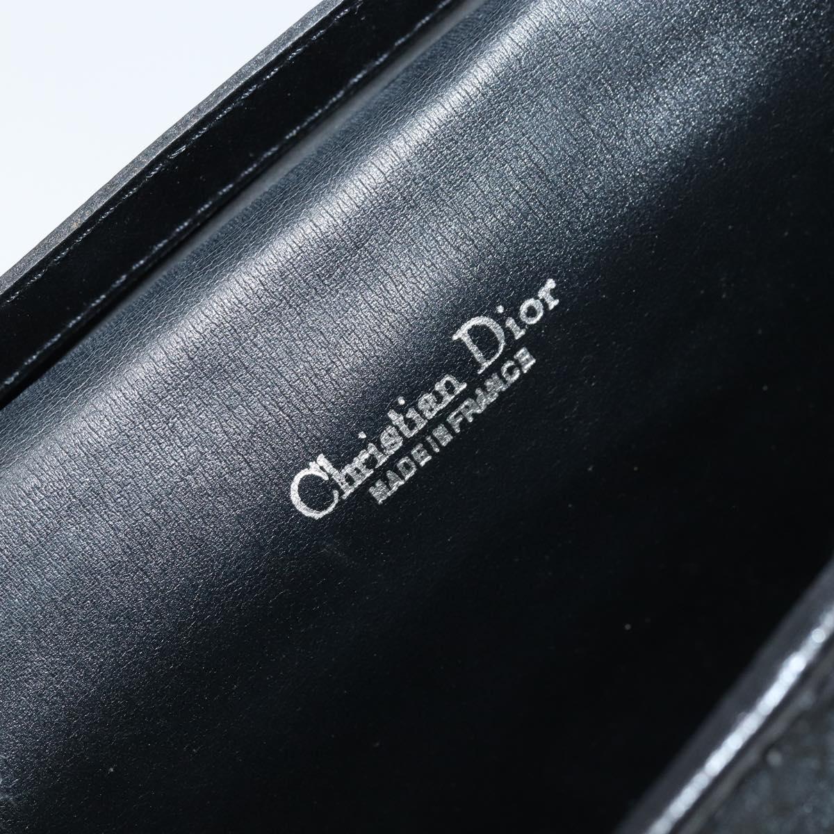Christian Dior Trotter Canvas Chain Shoulder Bag Black Gold Auth fm5212