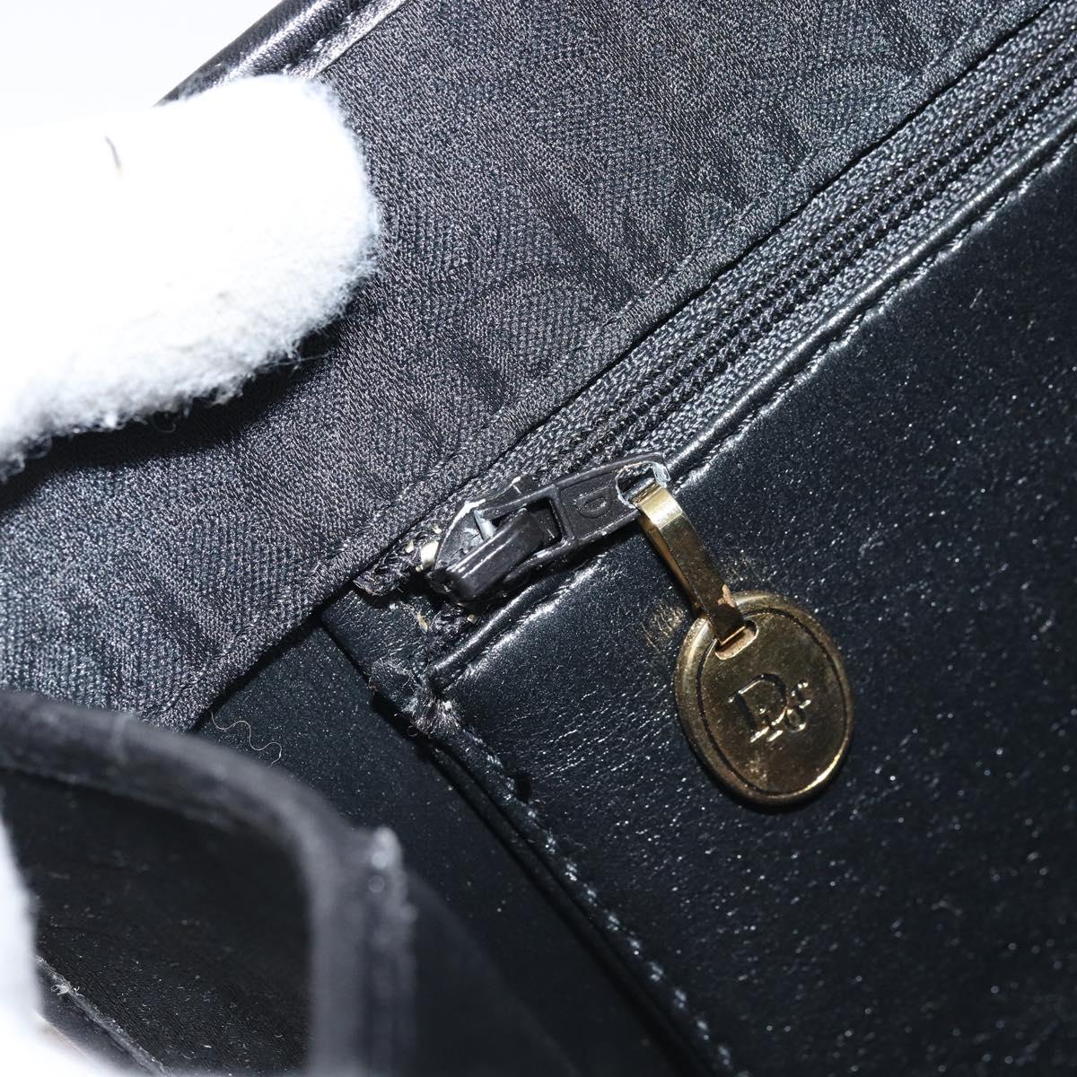 Christian Dior Trotter Canvas Chain Shoulder Bag Black Gold Auth fm5212
