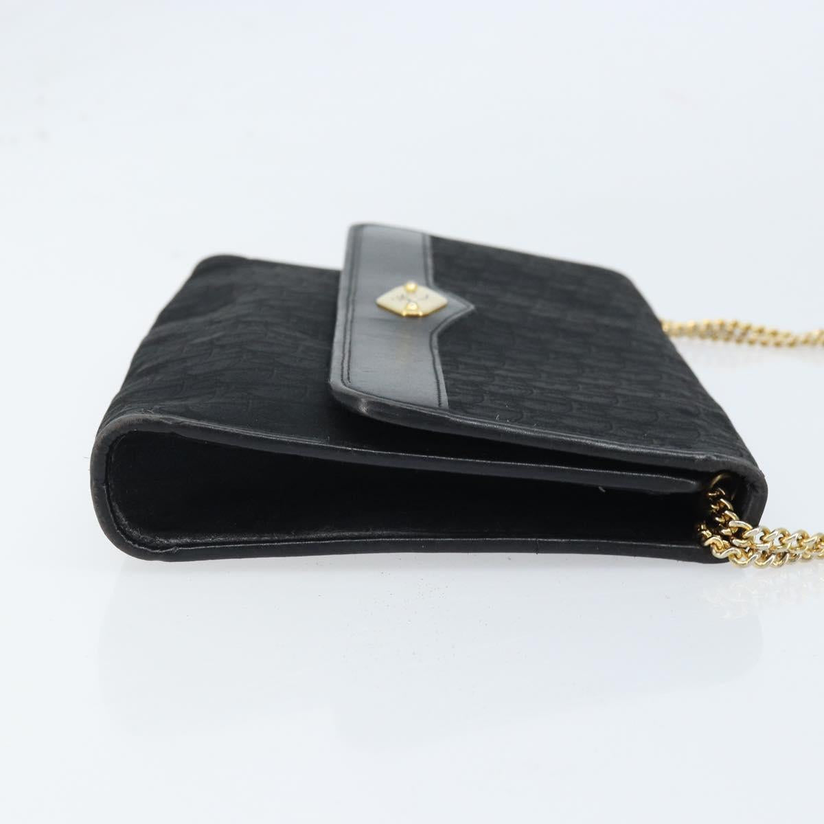 Christian Dior Trotter Canvas Chain Shoulder Bag Black Gold Auth fm5212