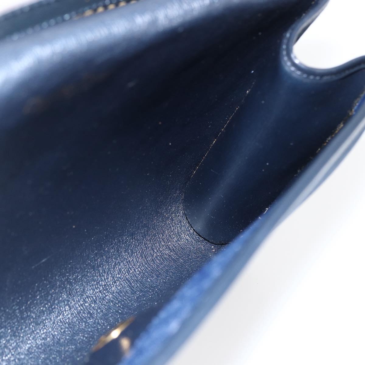 Christian Dior Trotter Canvas Chain Shoulder Bag Navy Gold Auth fm5213