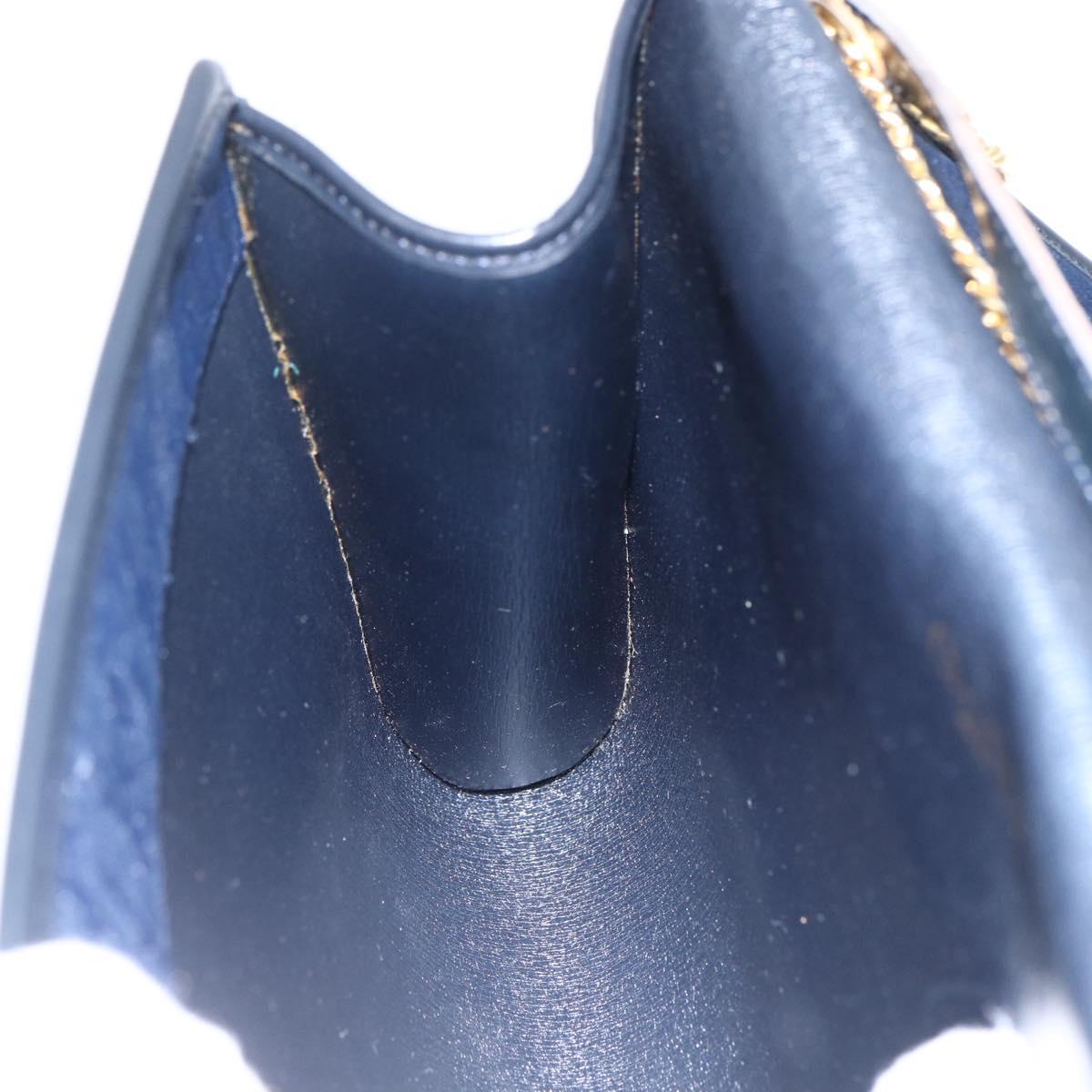 Christian Dior Trotter Canvas Chain Shoulder Bag Navy Gold Auth fm5213