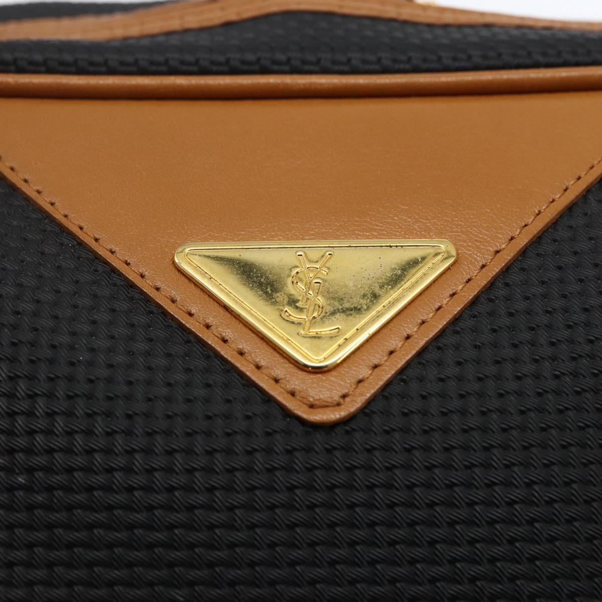 SAINT LAURENT Hand Bag PVC Black Gold Auth fm5215
