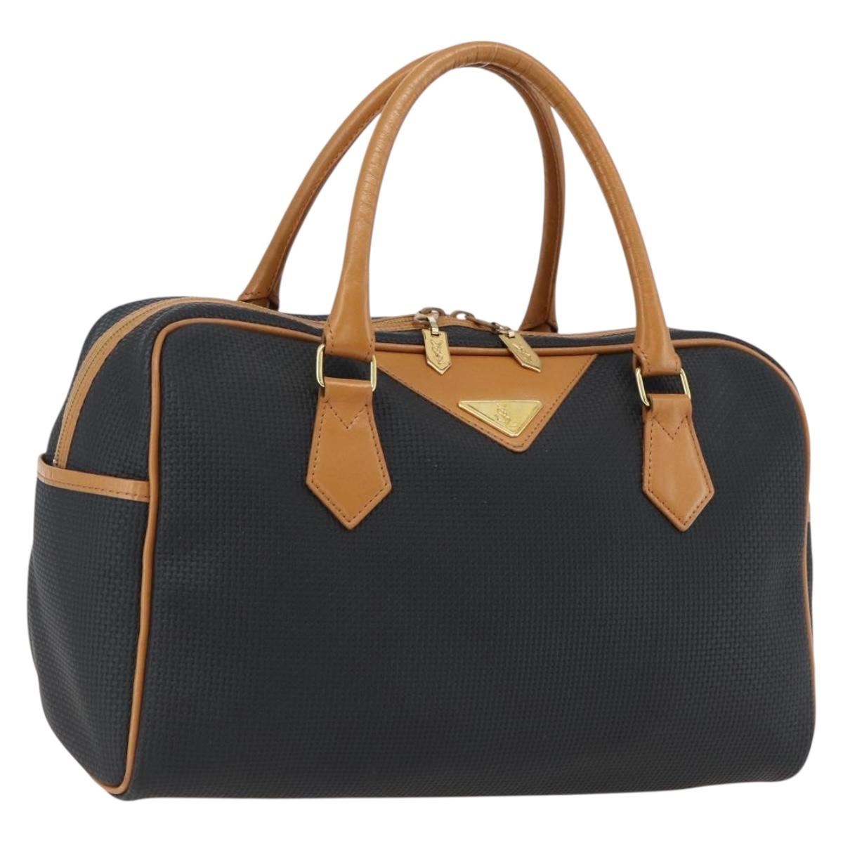 SAINT LAURENT Hand Bag PVC Black Gold Auth fm5215