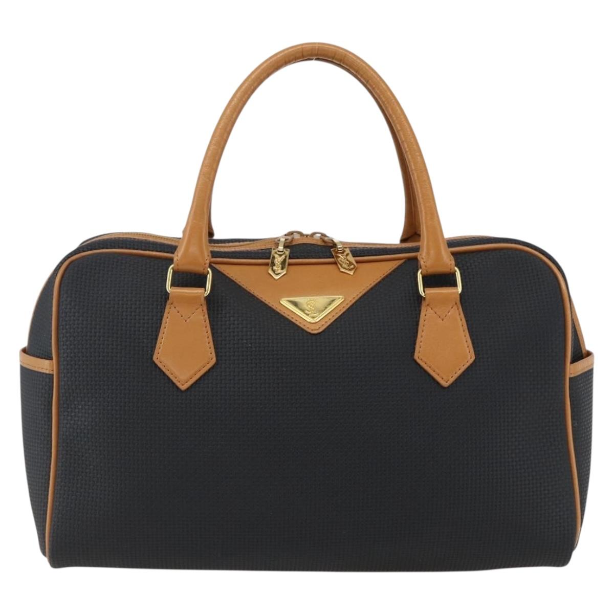 SAINT LAURENT Hand Bag PVC Black Gold Auth fm5215