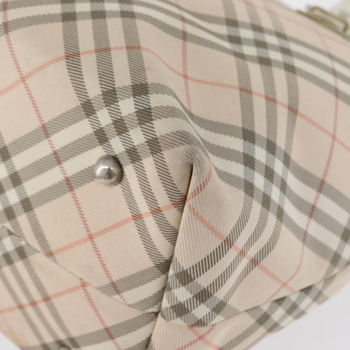 BURBERRY Nova Check Blue Label Hand Bag Nylon Pink Silver Auth fm5218