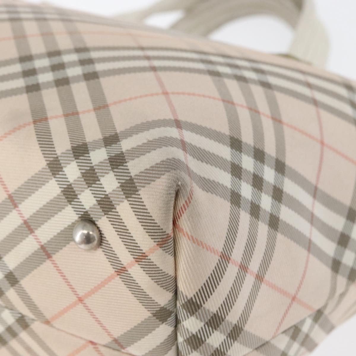 BURBERRY Nova Check Blue Label Hand Bag Nylon Pink Silver Auth fm5218