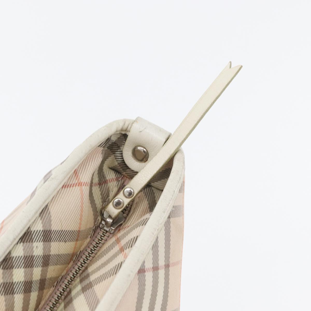 BURBERRY Nova Check Blue Label Hand Bag Nylon Pink Silver Auth fm5218