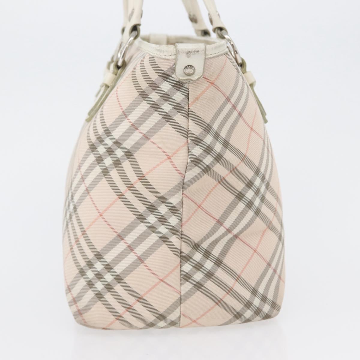 BURBERRY Nova Check Blue Label Hand Bag Nylon Pink Silver Auth fm5218