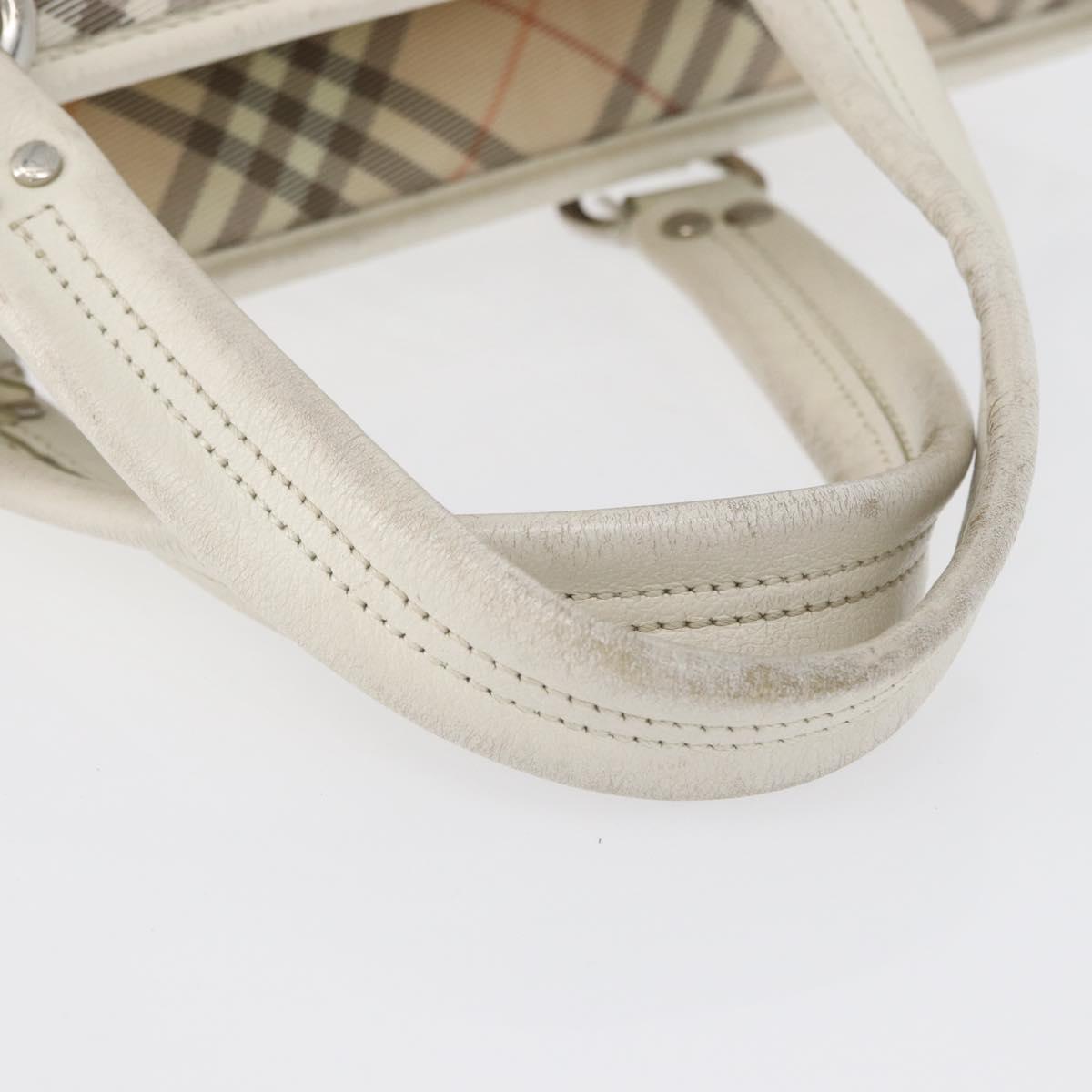 BURBERRY Nova Check Blue Label Hand Bag Nylon Pink Silver Auth fm5218