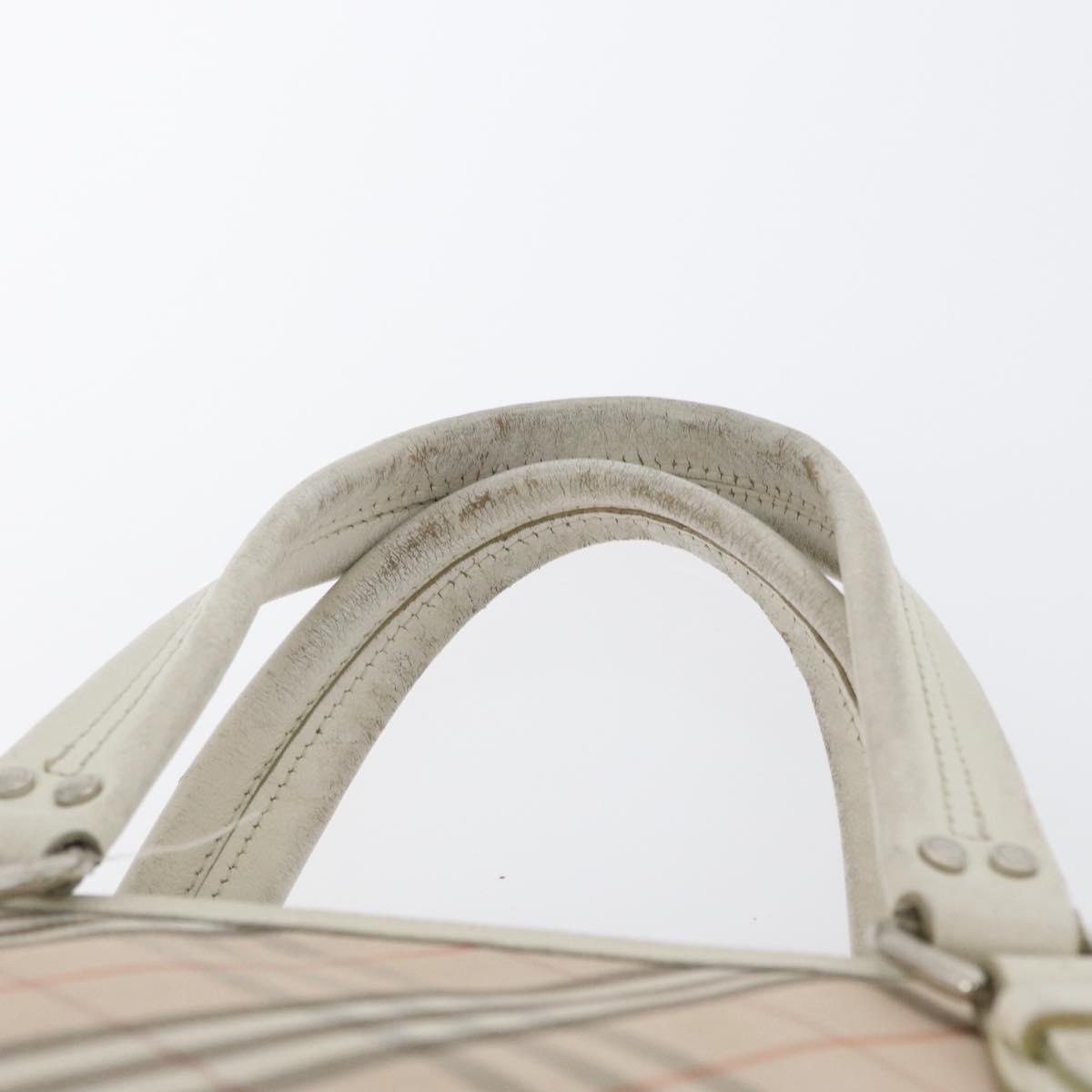 BURBERRY Nova Check Blue Label Hand Bag Nylon Pink Silver Auth fm5218