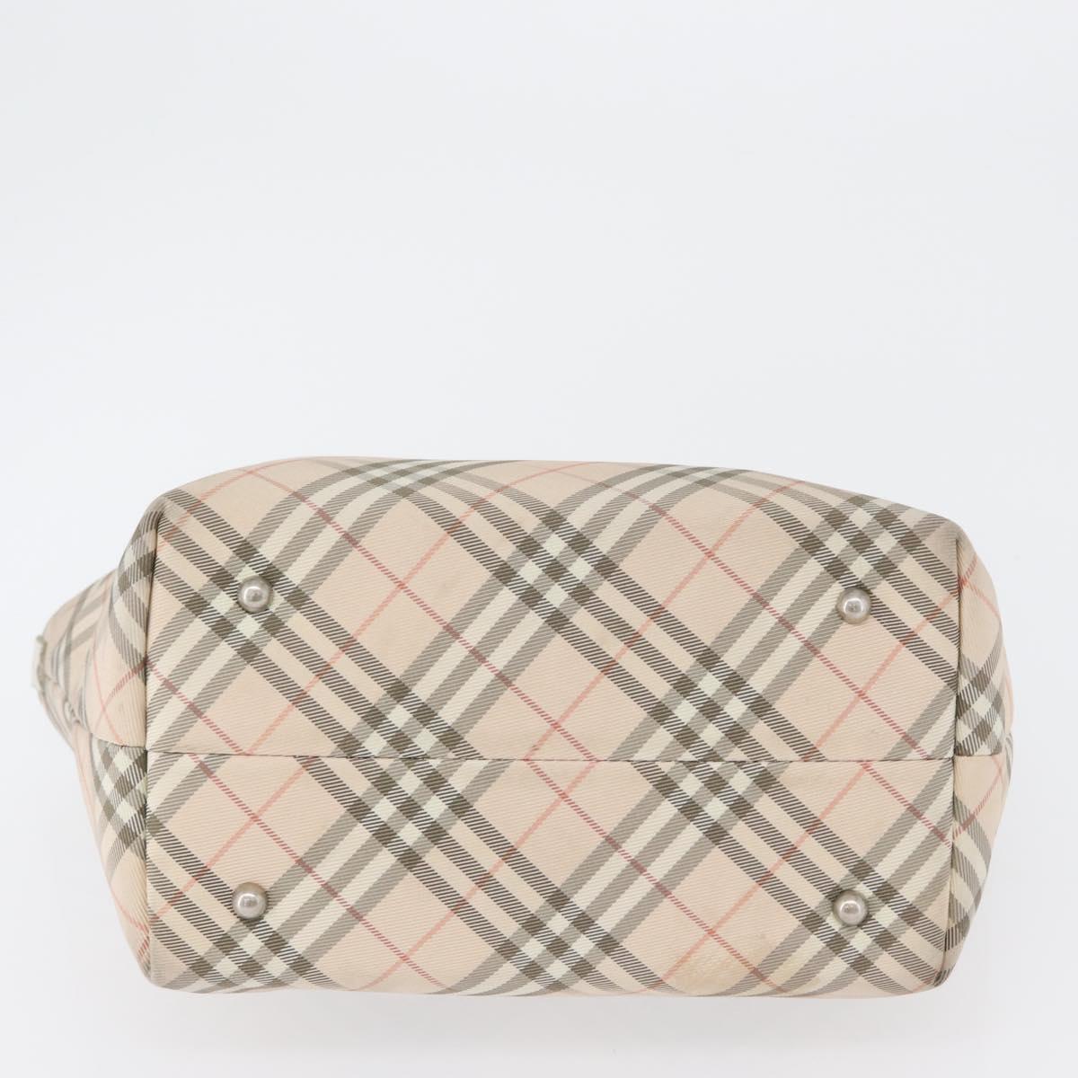 BURBERRY Nova Check Blue Label Hand Bag Nylon Pink Silver Auth fm5218