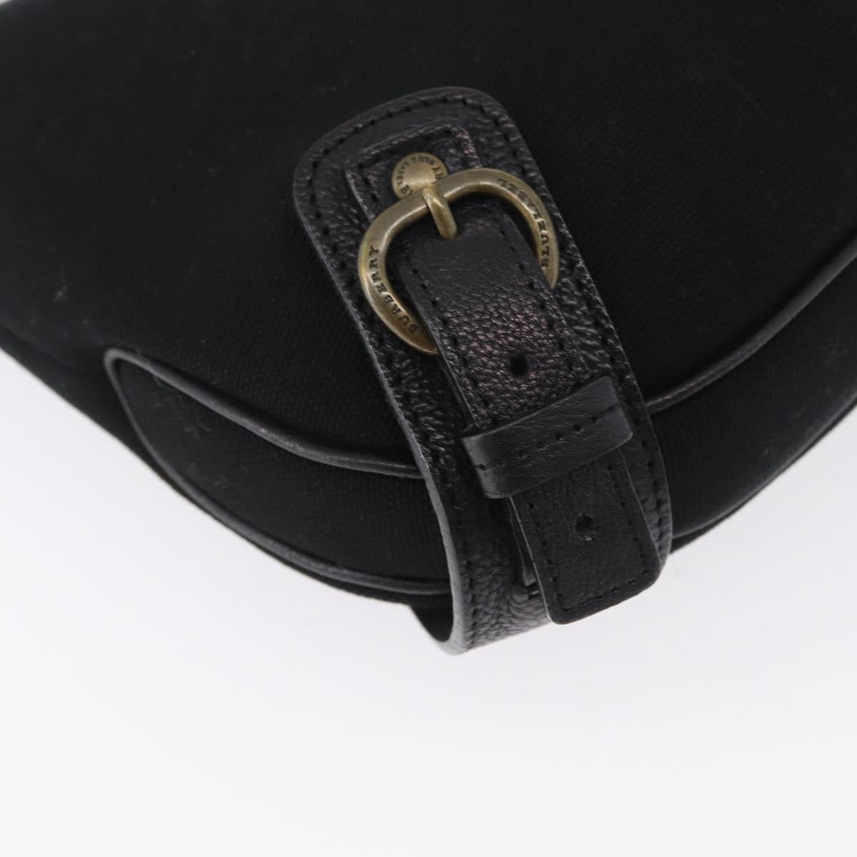 BURBERRY Shoulder Bag Canvas Leather Black Auth fm5219