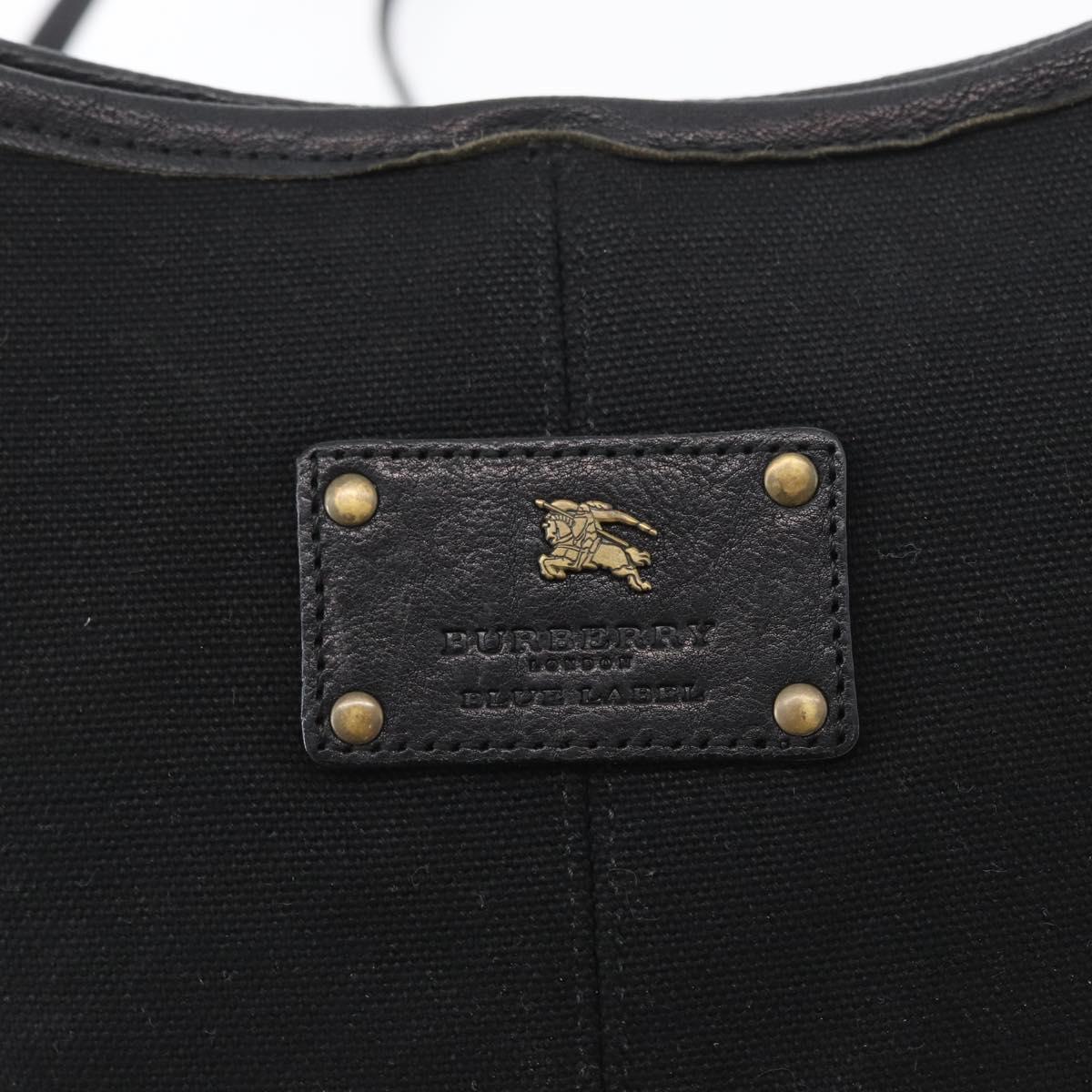 BURBERRY Shoulder Bag Canvas Leather Black Auth fm5219
