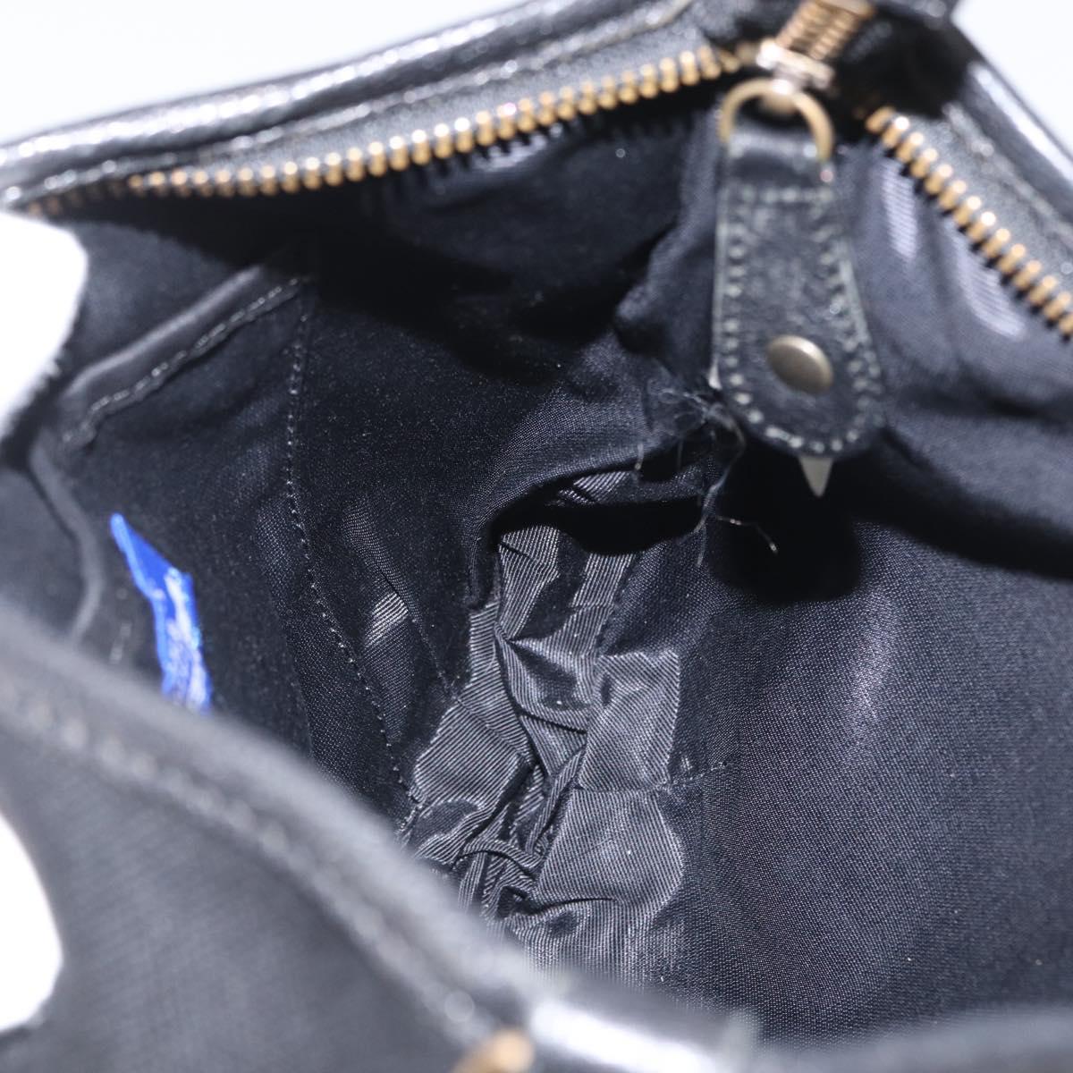 BURBERRY Shoulder Bag Canvas Leather Black Auth fm5219
