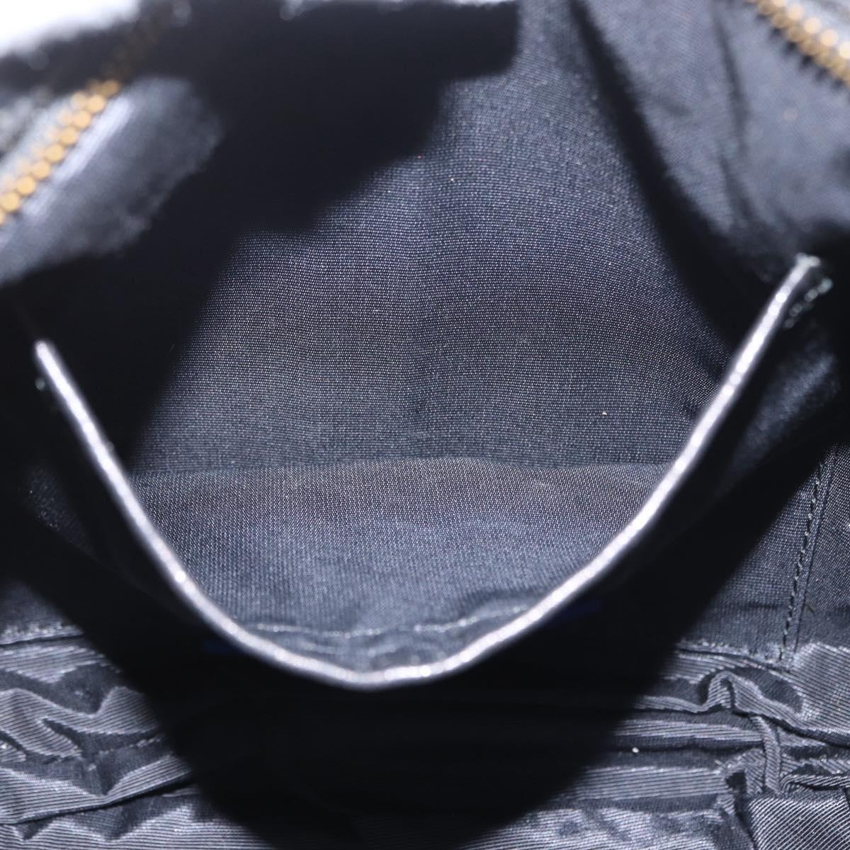 BURBERRY Shoulder Bag Canvas Leather Black Auth fm5219