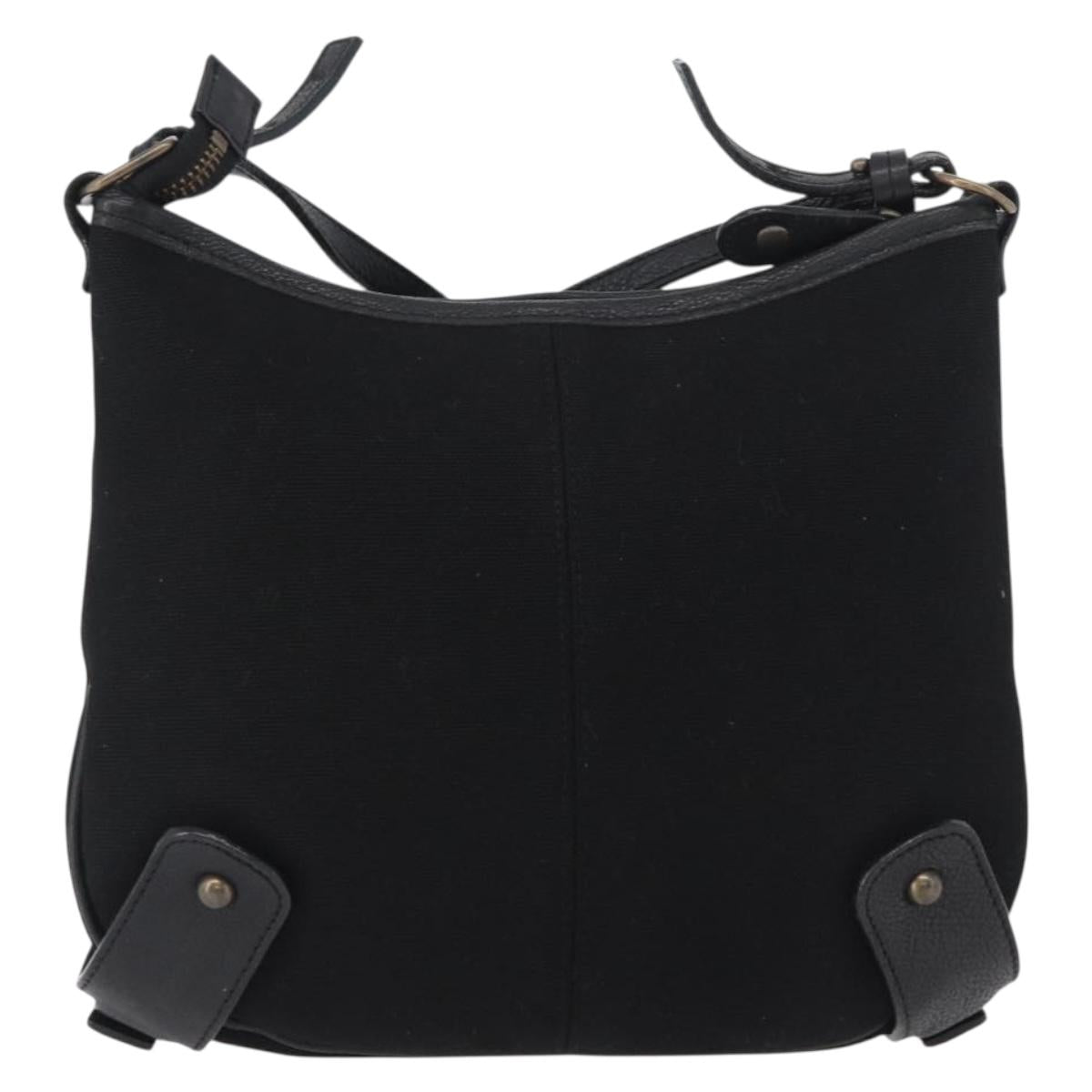 BURBERRY Shoulder Bag Canvas Leather Black Auth fm5219