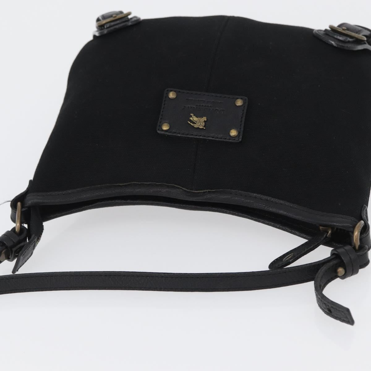 BURBERRY Shoulder Bag Canvas Leather Black Auth fm5219
