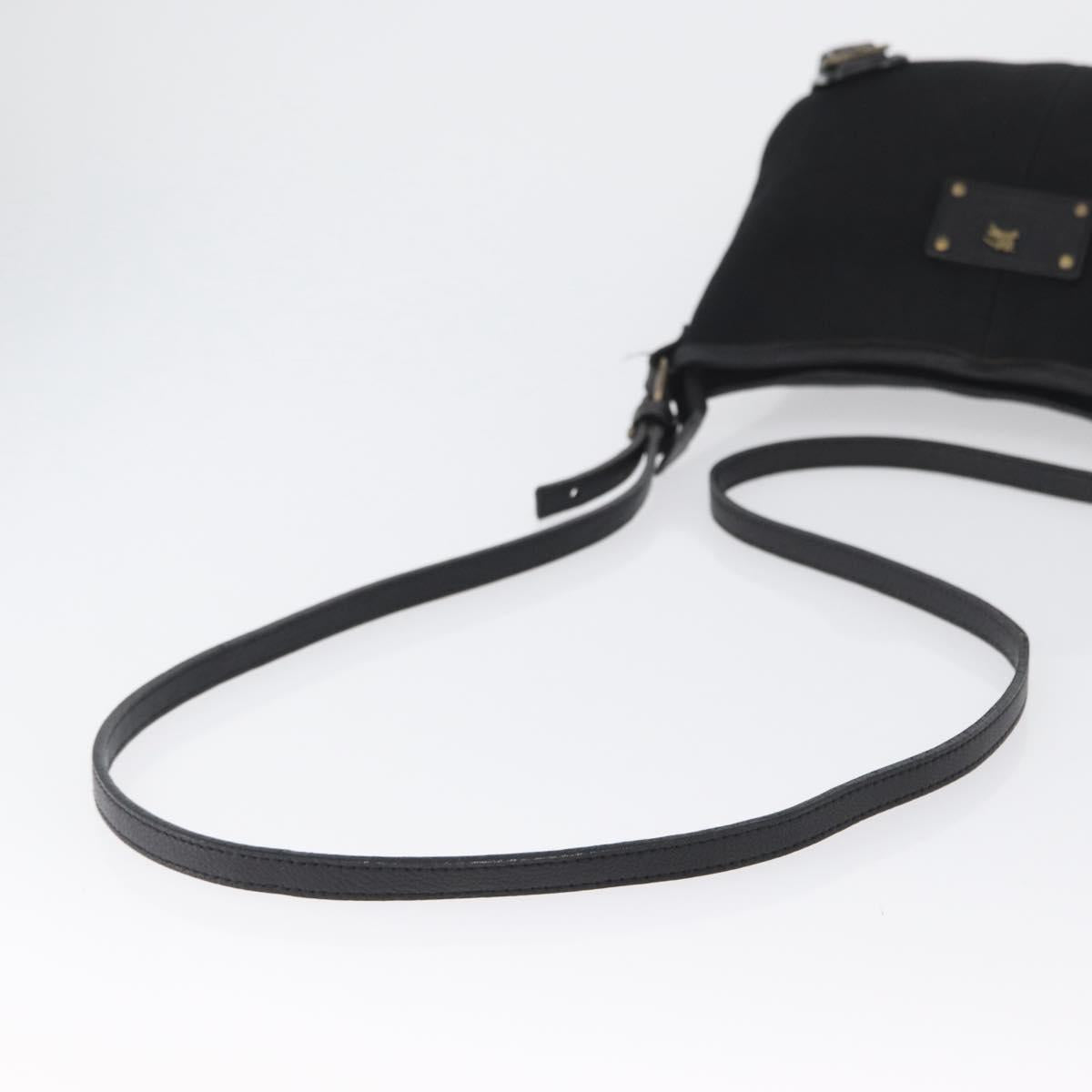 BURBERRY Shoulder Bag Canvas Leather Black Auth fm5219