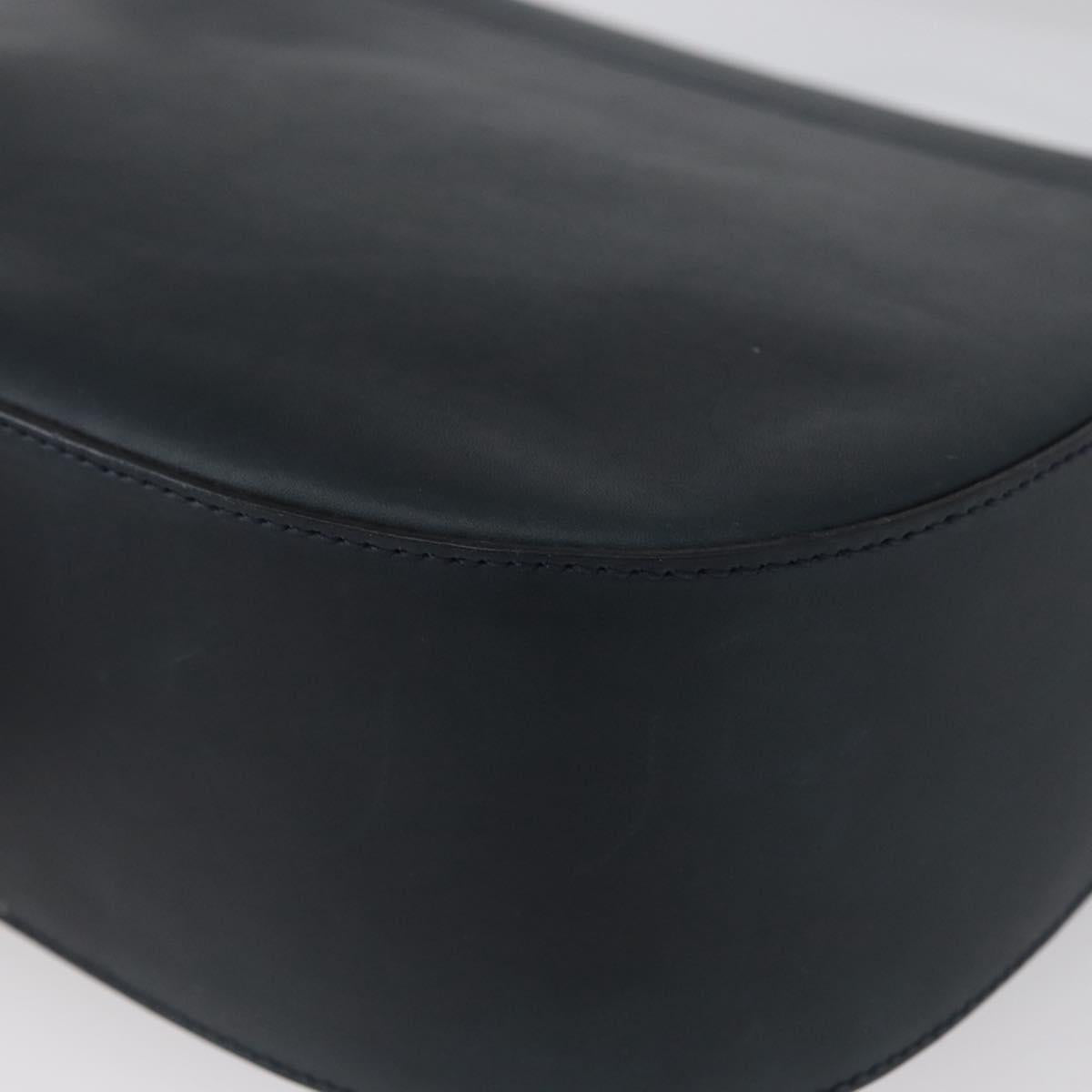 Salvatore Ferragamo Gancini Shoulder Bag Leather Navy Gold Auth fm5223