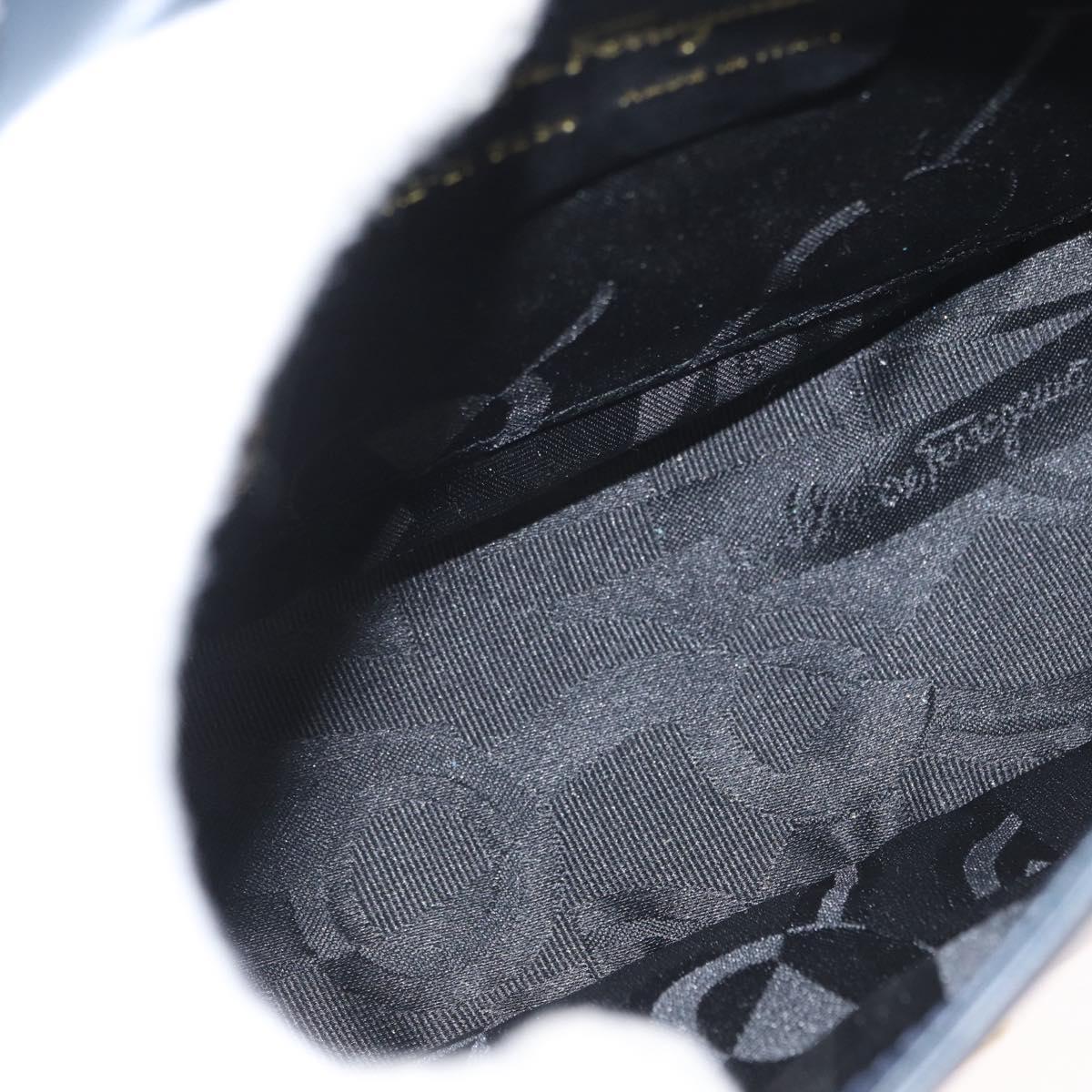 Salvatore Ferragamo Gancini Shoulder Bag Leather Navy Gold Auth fm5223