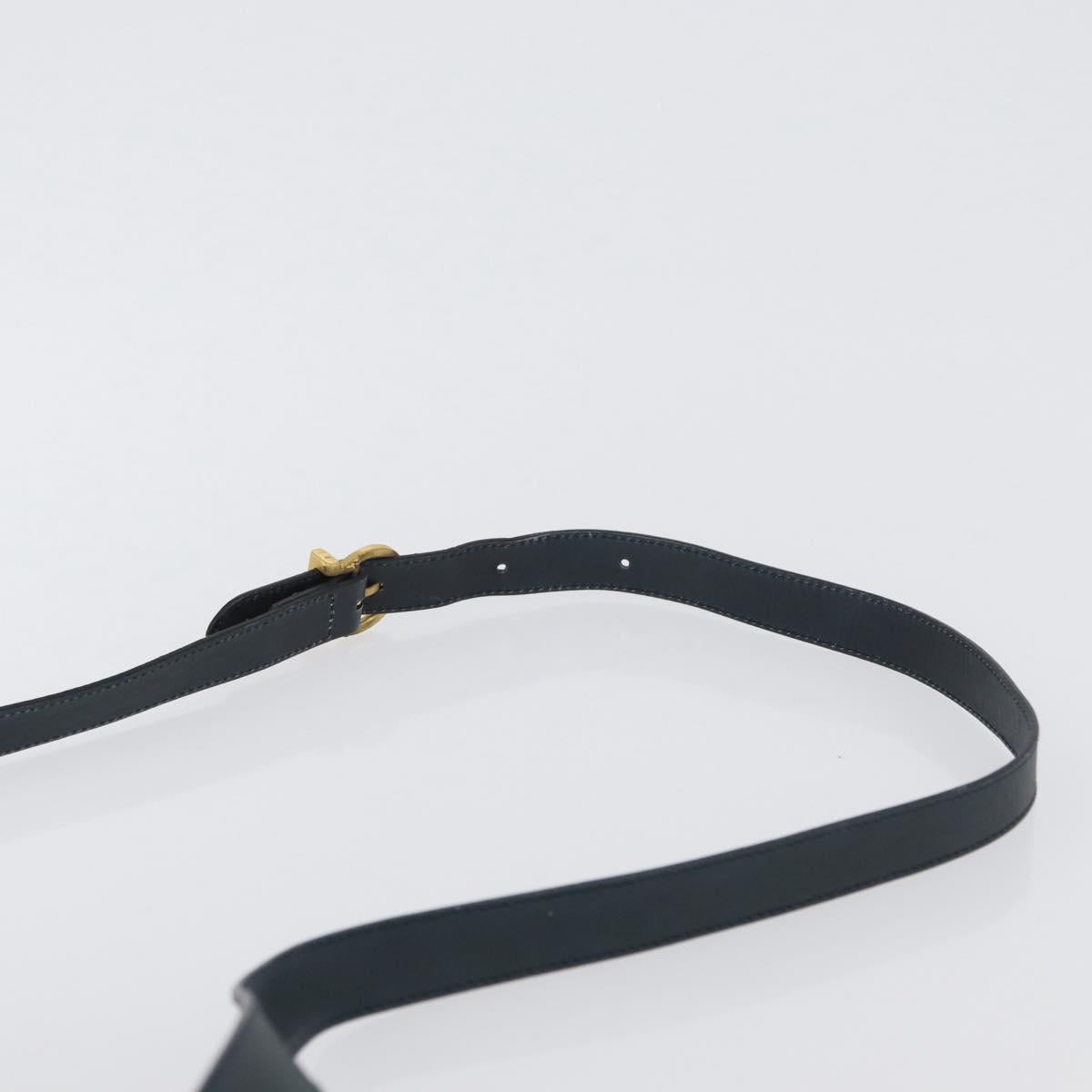 Salvatore Ferragamo Gancini Shoulder Bag Leather Navy Gold Auth fm5223