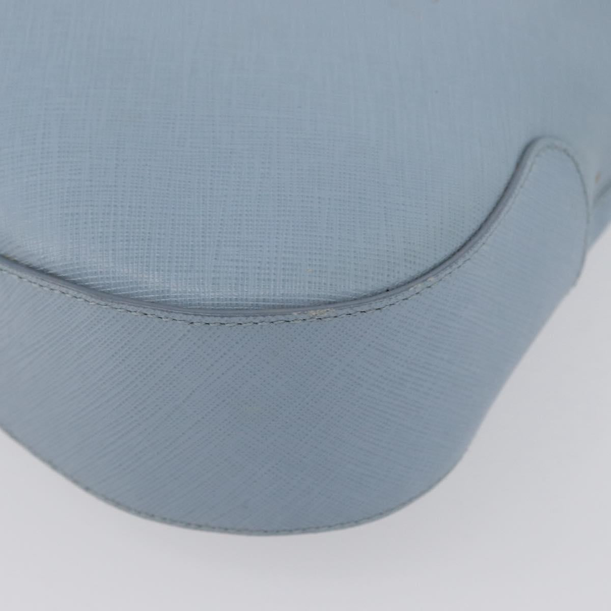 Salvatore Ferragamo Gancini Shoulder Bag Leather Light Blue Silver Auth fm5224