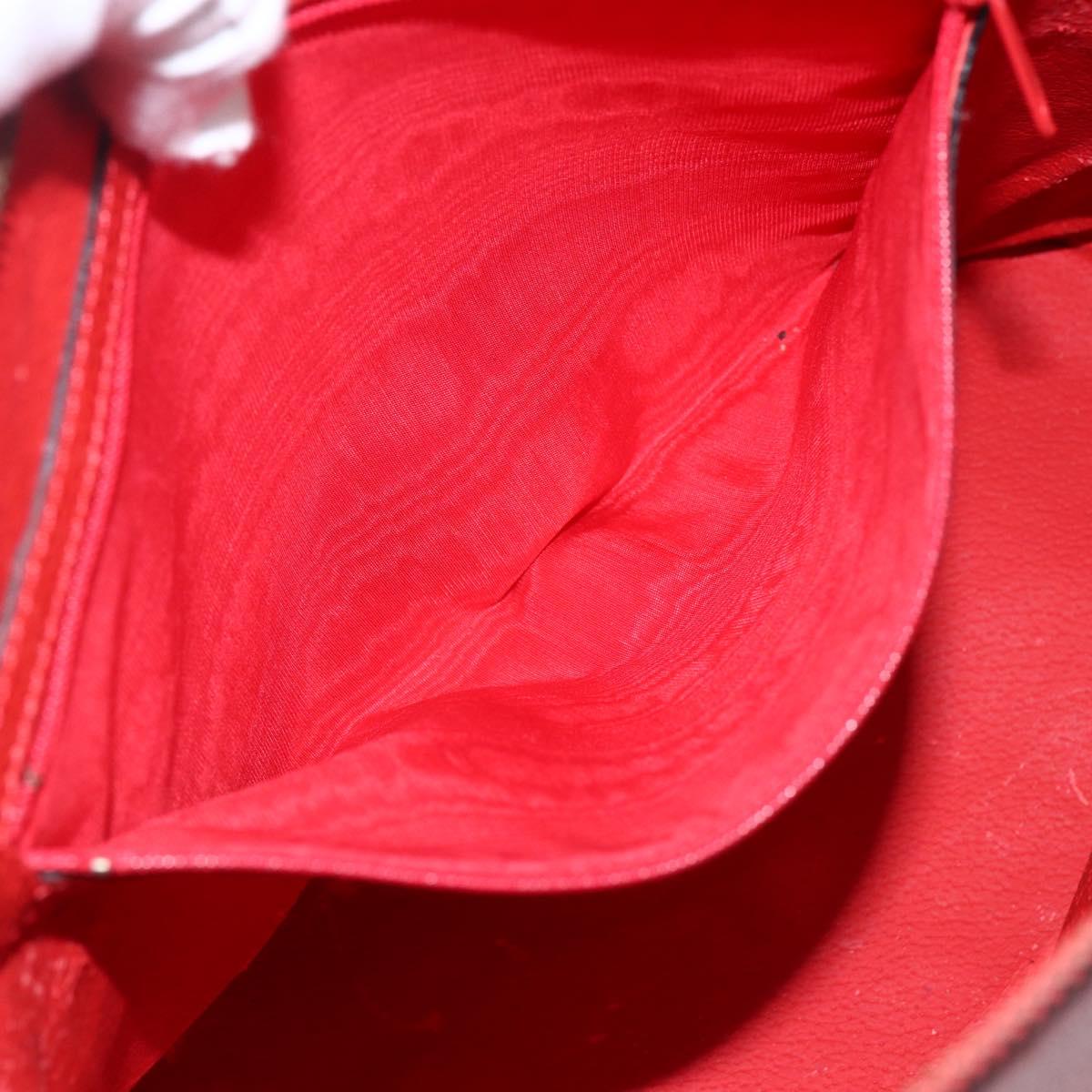 CELINE Hand Bag Leather Red Gold Auth fm5225