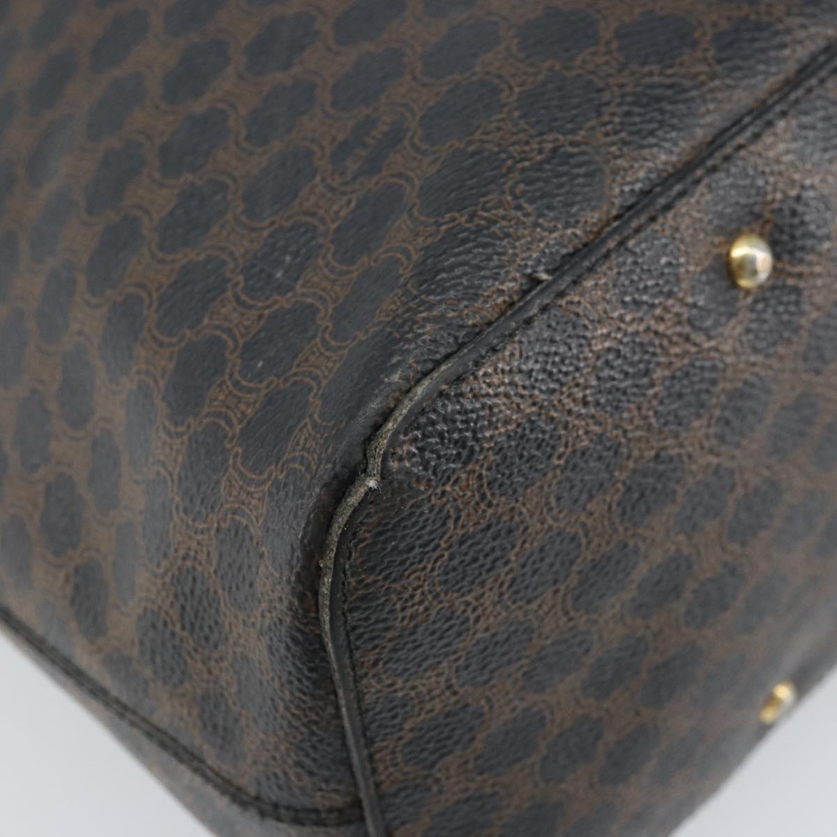CELINE Macadam Canvas Shoulder Bag PVC Leather Black Gold Auth fm5227