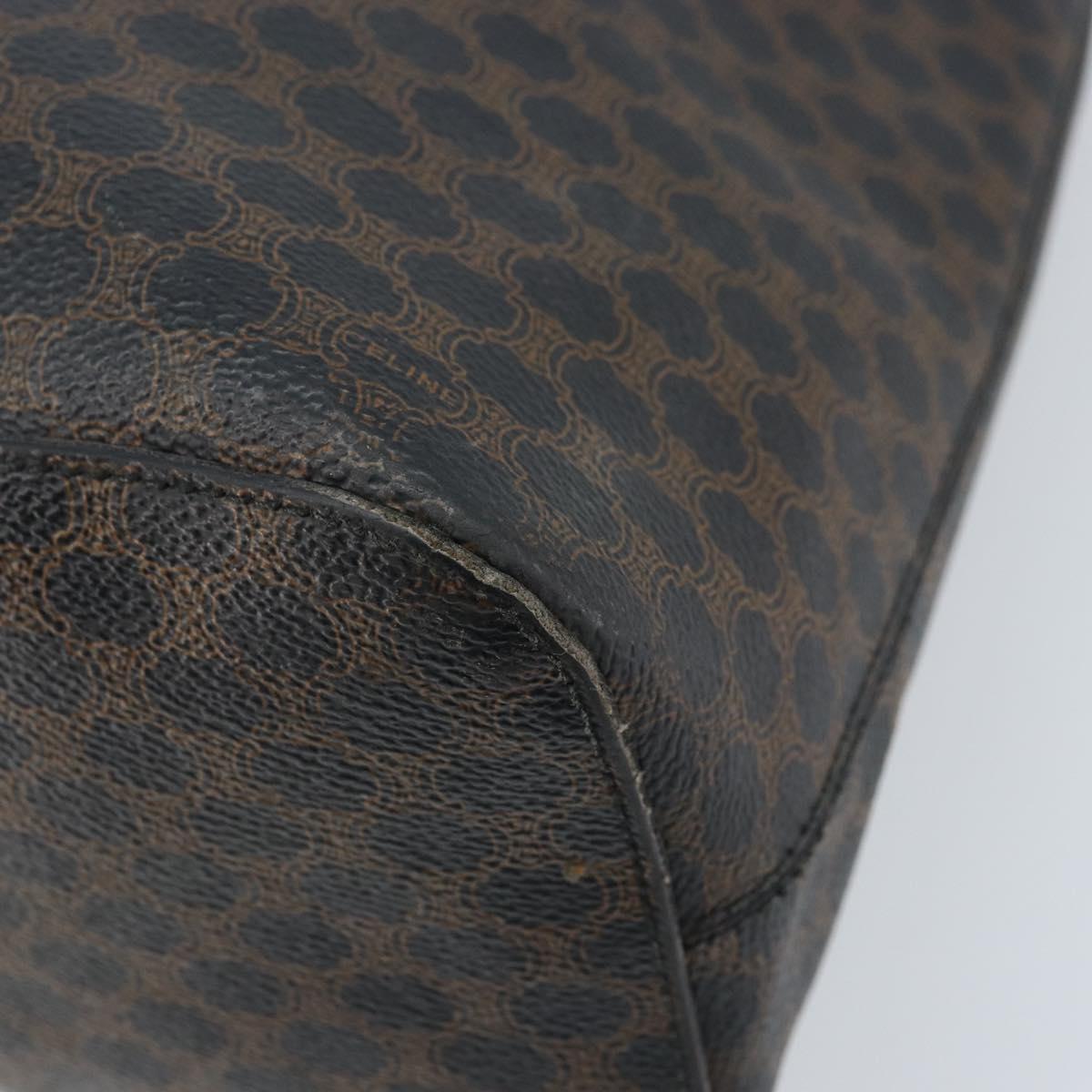 CELINE Macadam Canvas Shoulder Bag PVC Leather Black Gold Auth fm5227