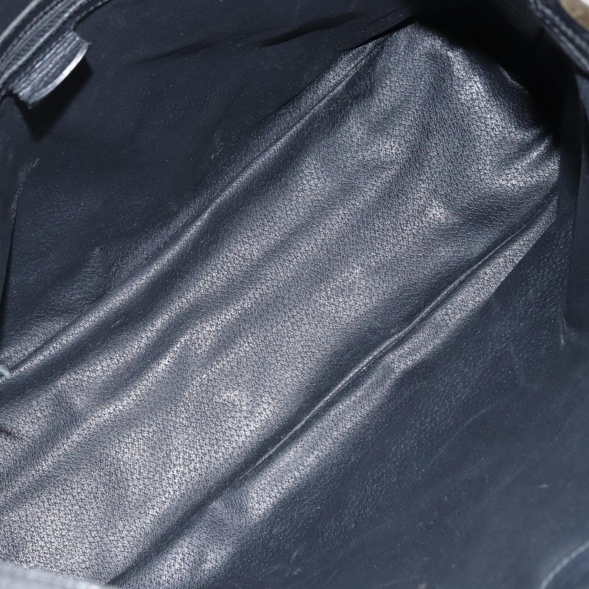 CELINE Macadam Canvas Shoulder Bag PVC Leather Black Gold Auth fm5227
