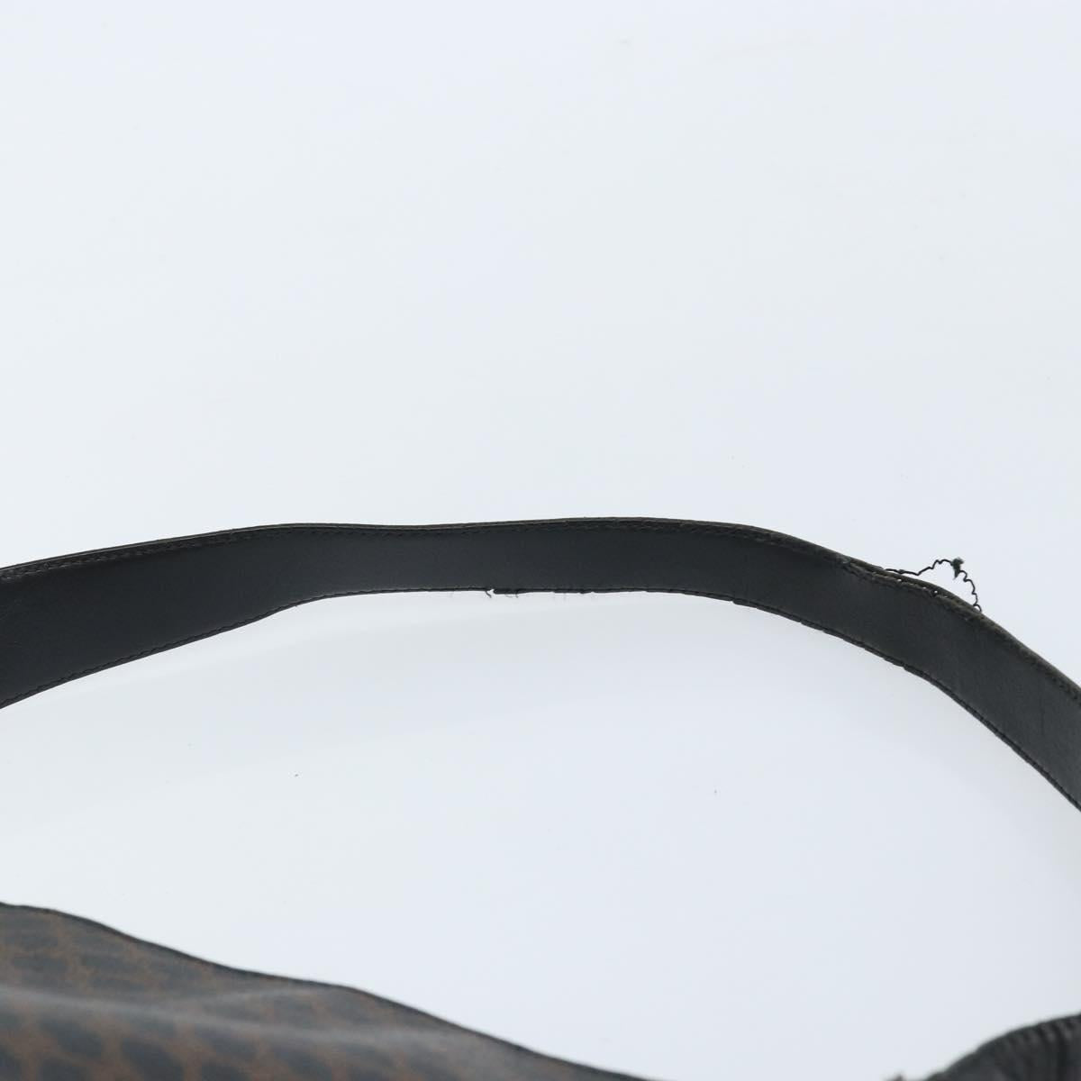 CELINE Macadam Canvas Shoulder Bag PVC Leather Black Gold Auth fm5227