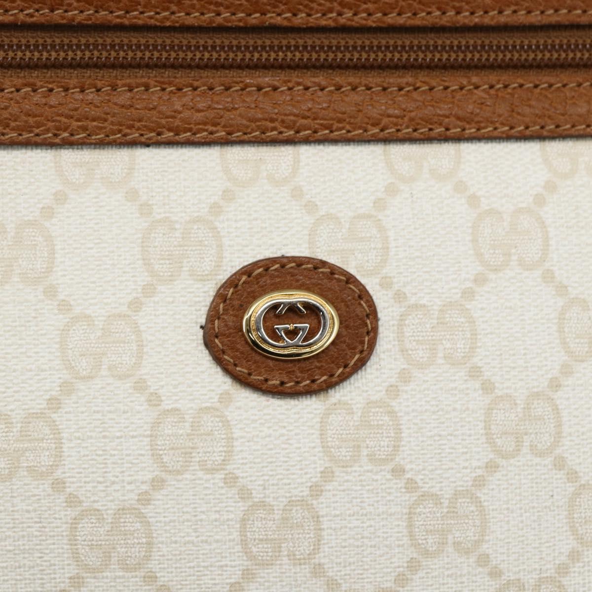 GUCCI GG Supreme Clutch Bag PVC Leather Ivory Gold 41 01 037 Auth fm5228